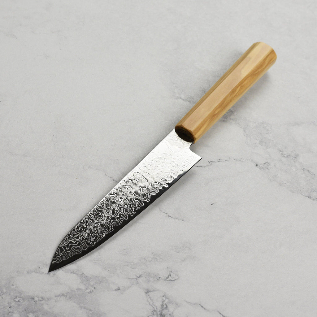 Hatsukokoro Ryuhyo SG2 Damascus 5.9" Petty, Olivewood