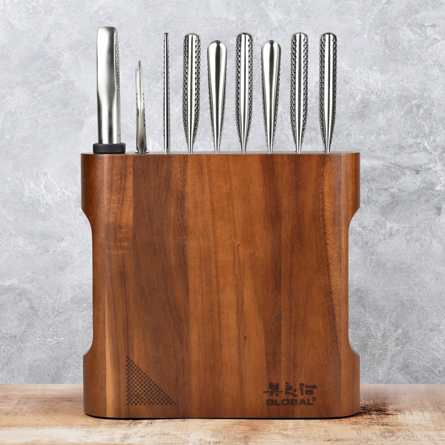 Global Kanpeki 10 Piece Knife Block Set, Acacia
