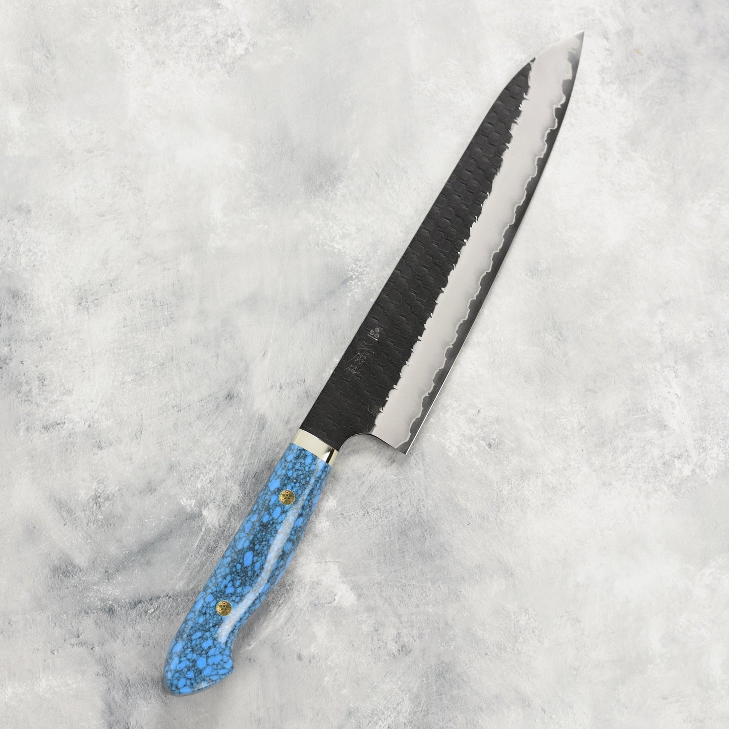 Nigara SG2 Kurouchi Tsuchime 9.4" Gyuto, Blue Turquoise