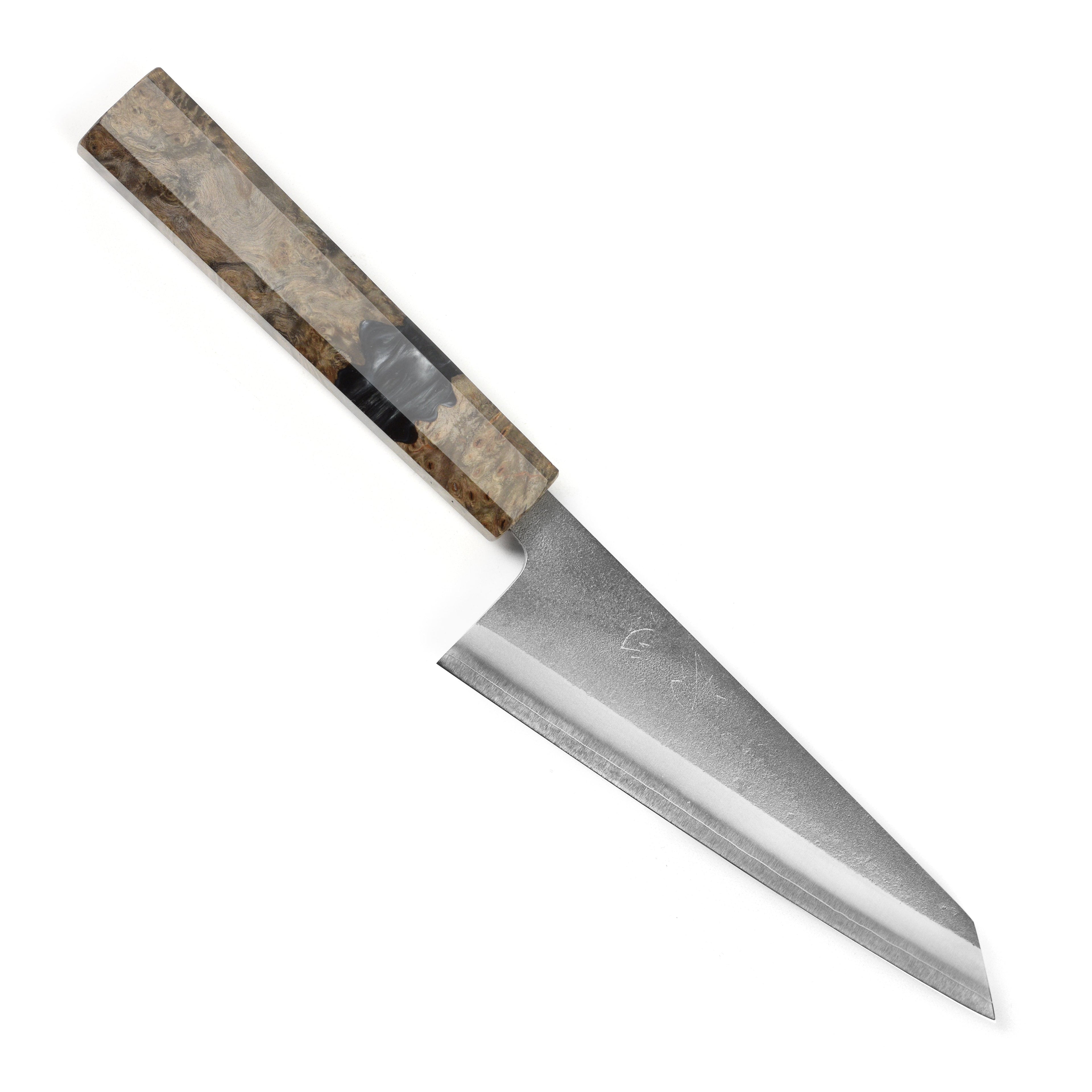 Yoshikane SKD Nashiji Stainless Clad 5.9" Honesuki, Stabilized Birch