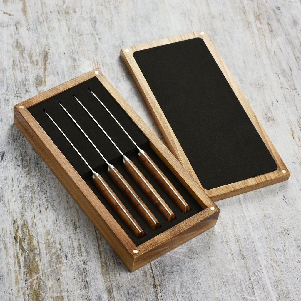 Enso Modern 4 Piece Steak Knife Set, Birchwood