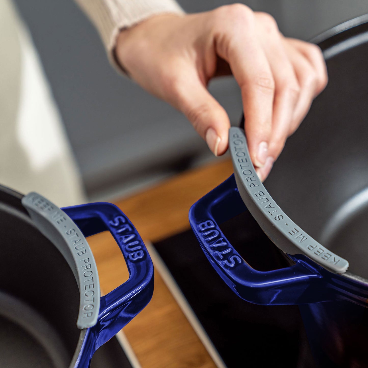 Staub 4 Piece Sapphire Blue Stackable Cast Iron Cookware Set