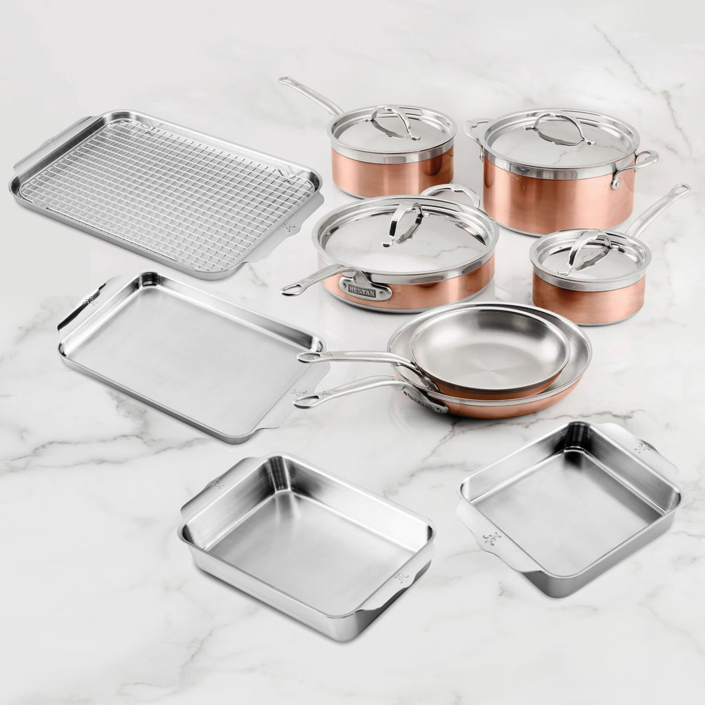 Hestan CopperBond 15 Piece Induction Copper Cookware & Stainless Bakeware Set