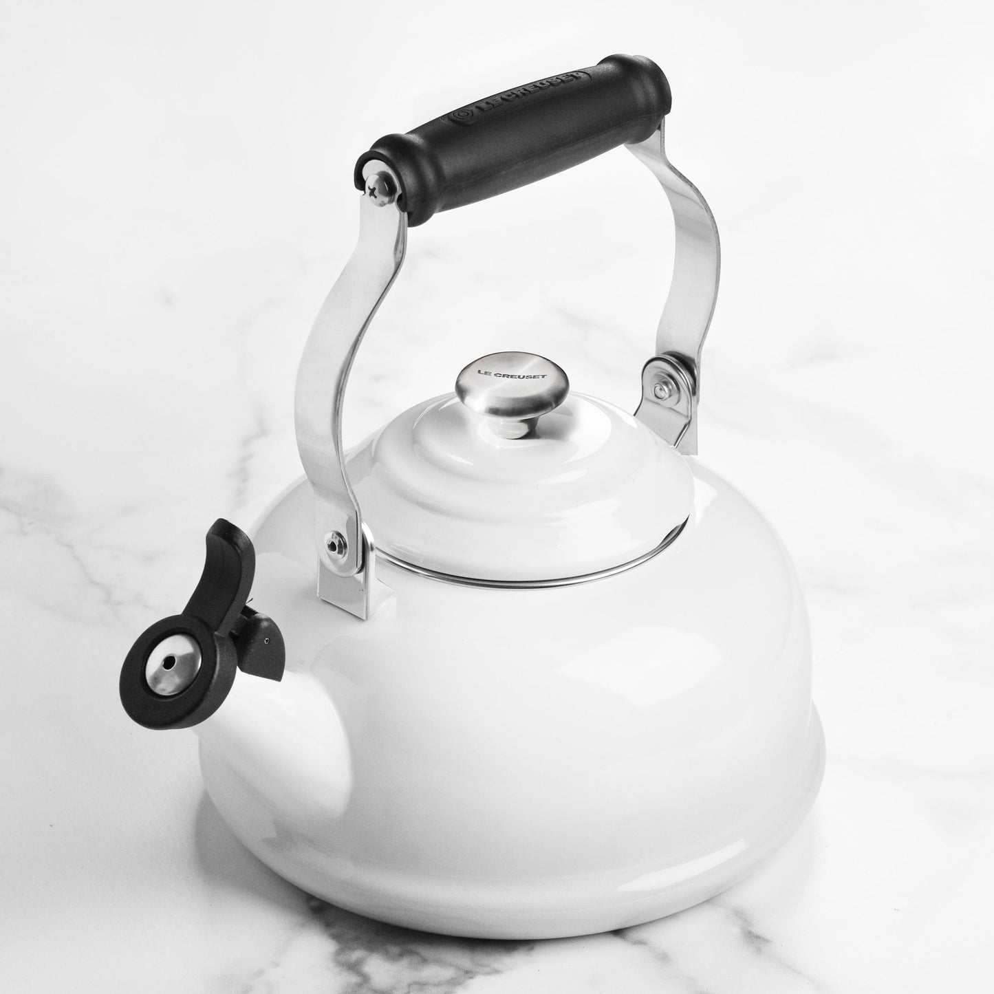 Le Creuset Enameled Steel 1.7-quart White Whistling Tea Kettle