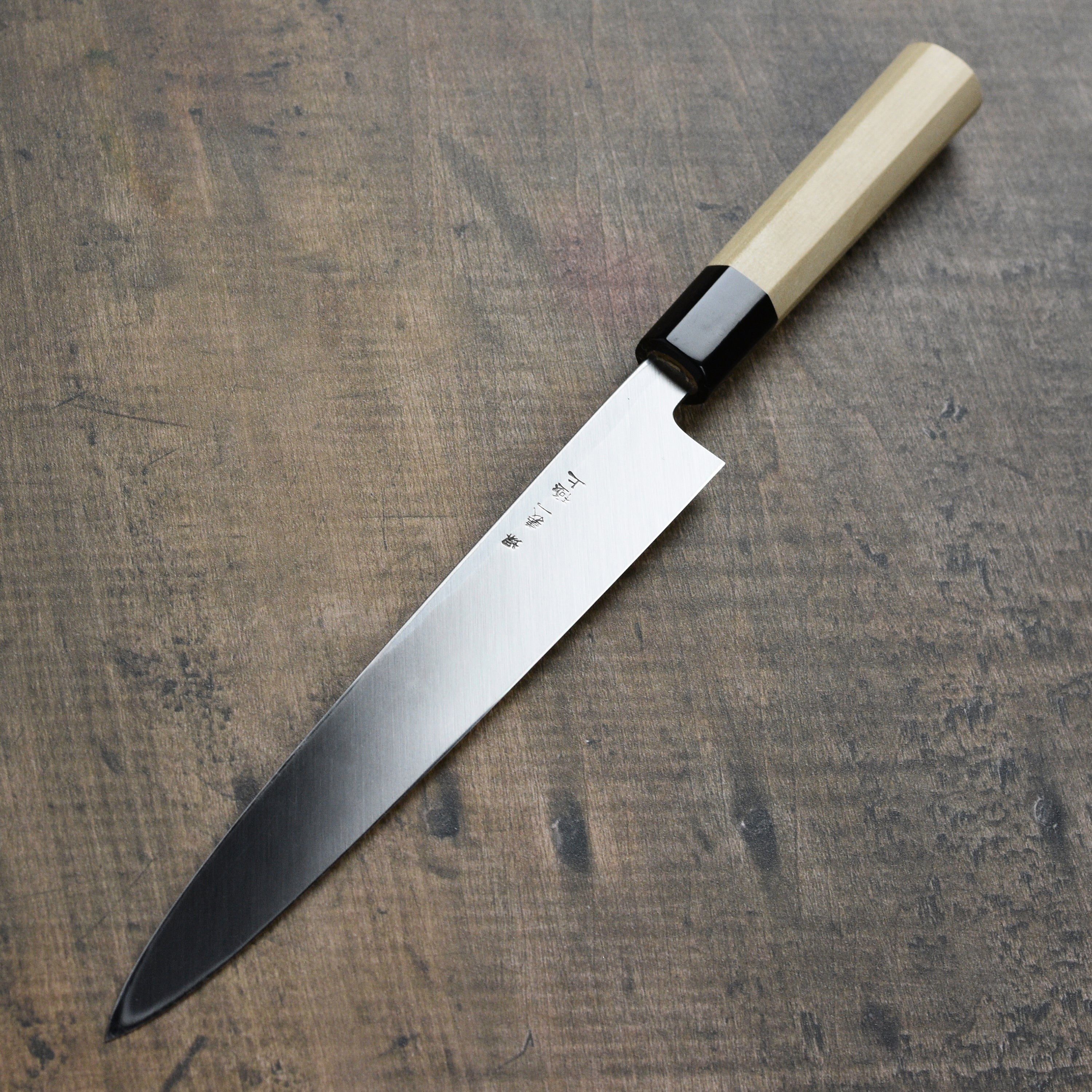 Ittetsu x Tanaka Shirogami #2 9.4" Hon-Kasumi Single Bevel Yanagiba with Saya