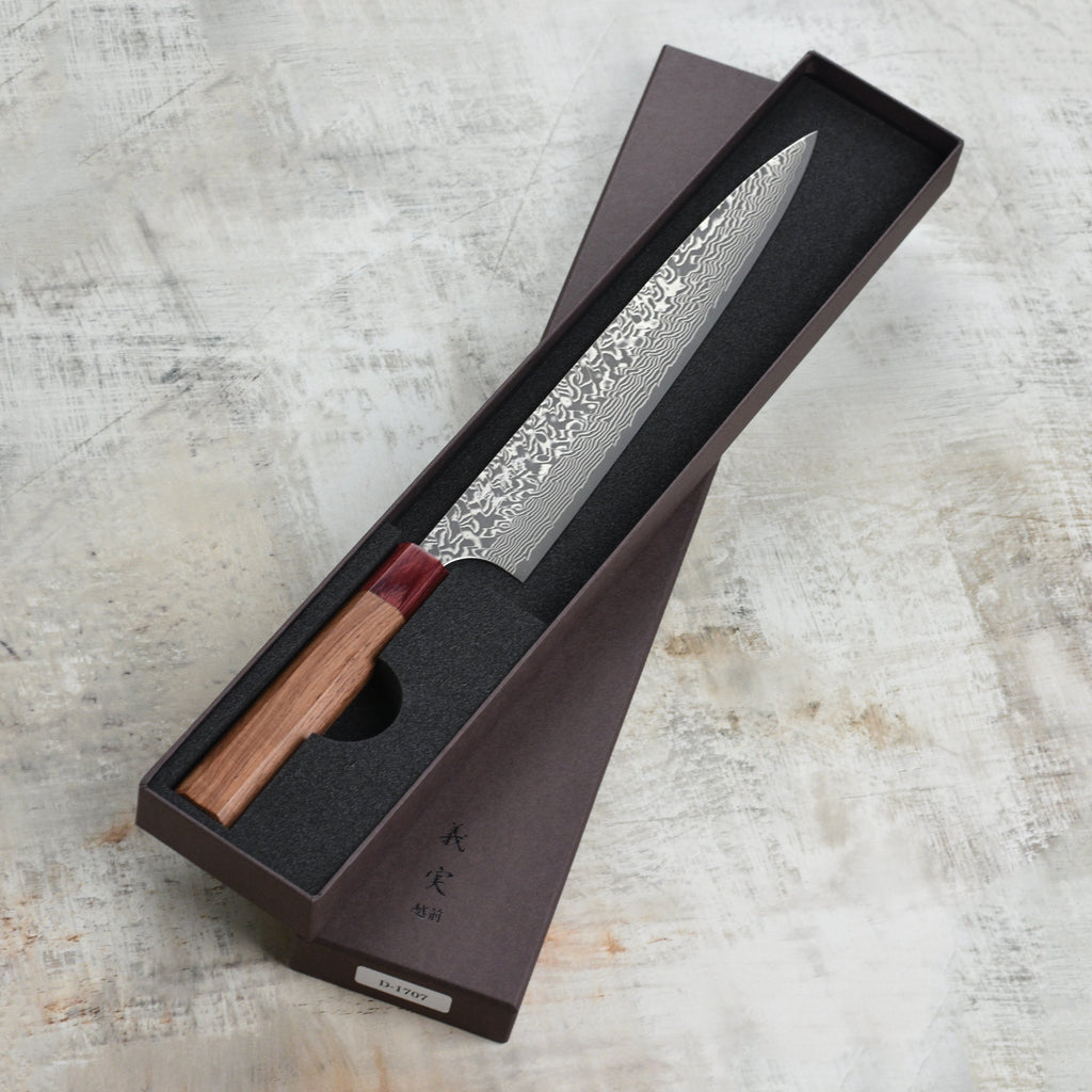 Yoshimi Kato SG2 Black Damascus 10.6" Sujihiki