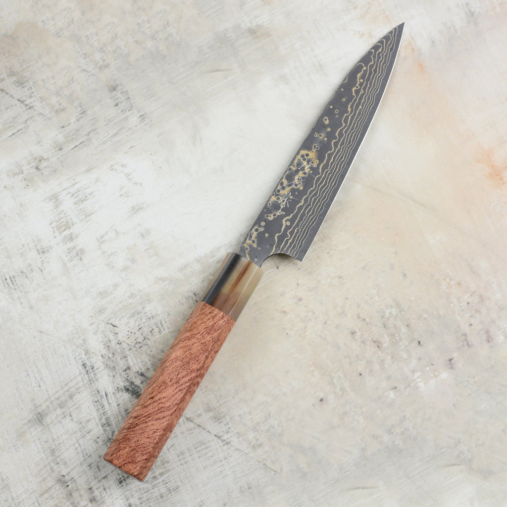 Saji Black Gold Damascus 5.1" Petty, Quince Wood