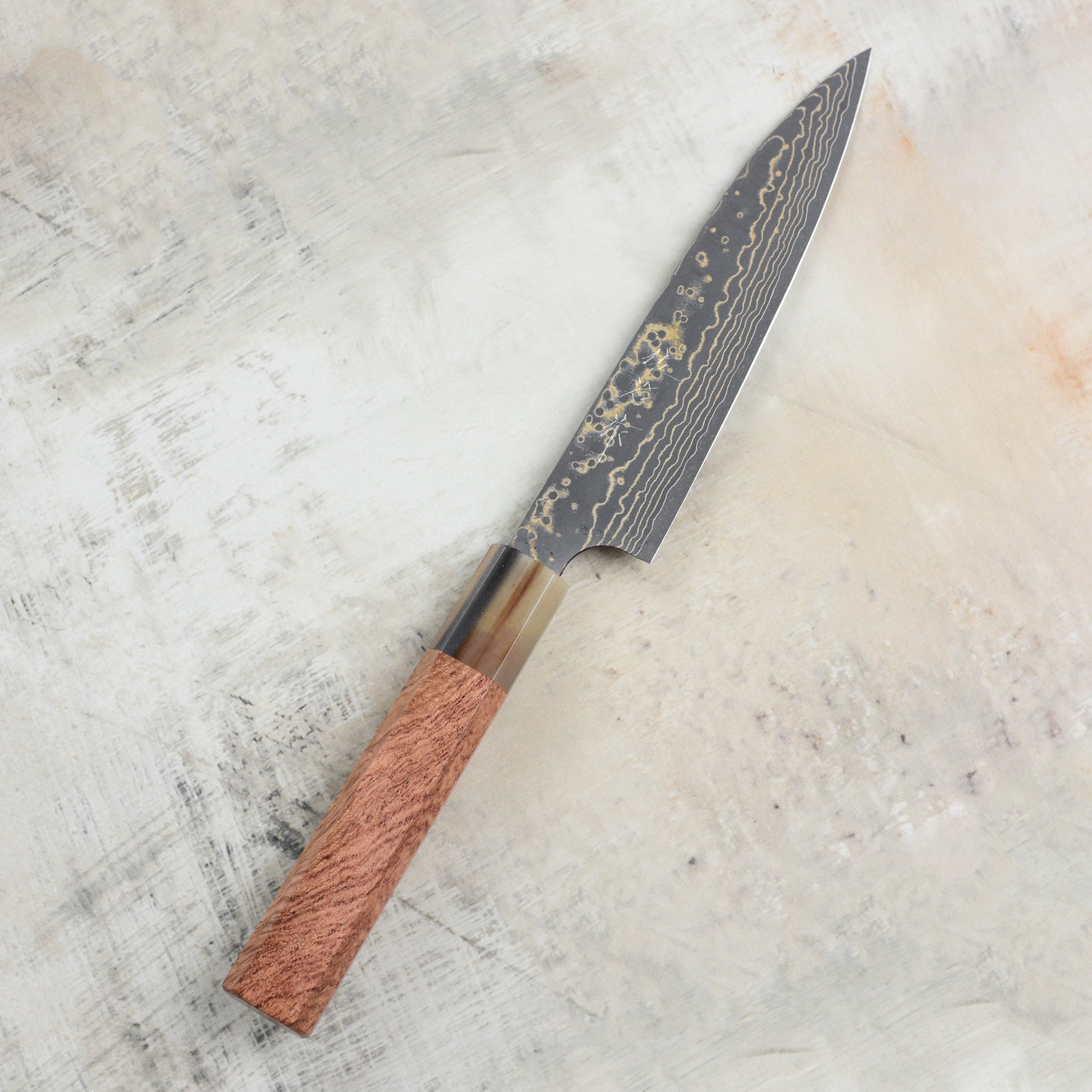Saji Black Gold Damascus 5.1" Petty, Quince Wood
