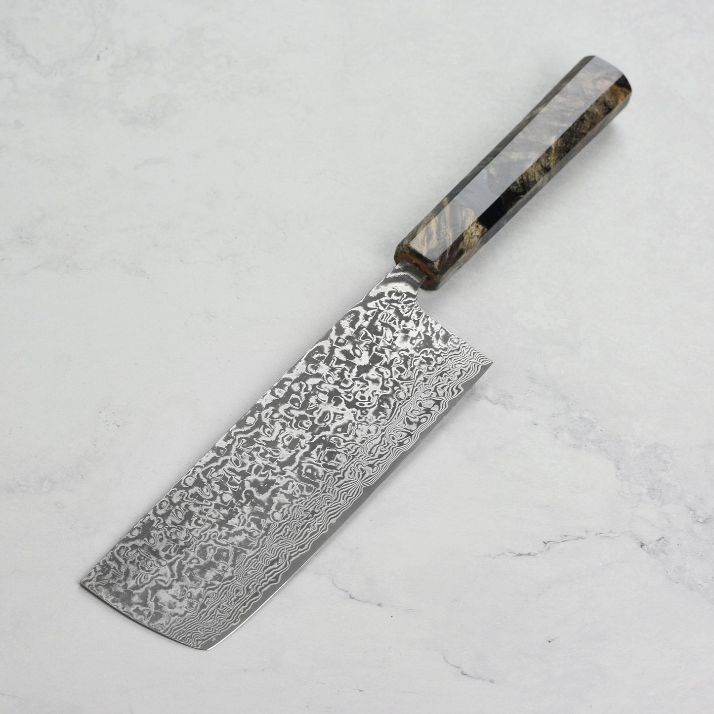 Saji SG2 Black Damascus 6.7" Nakiri, Stabilized Birch