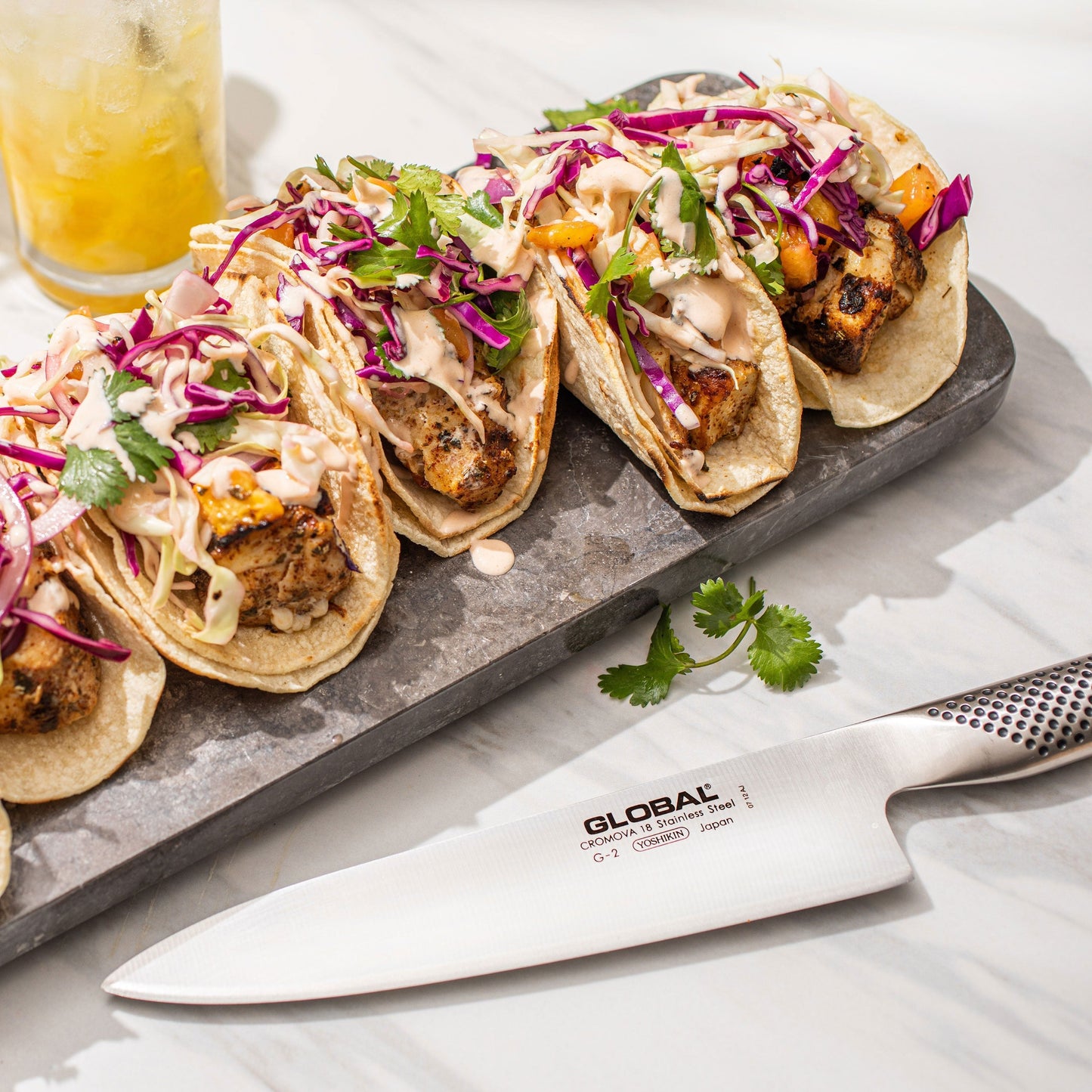 Global Toshi 5 Piece Knife Block Set, Acacia