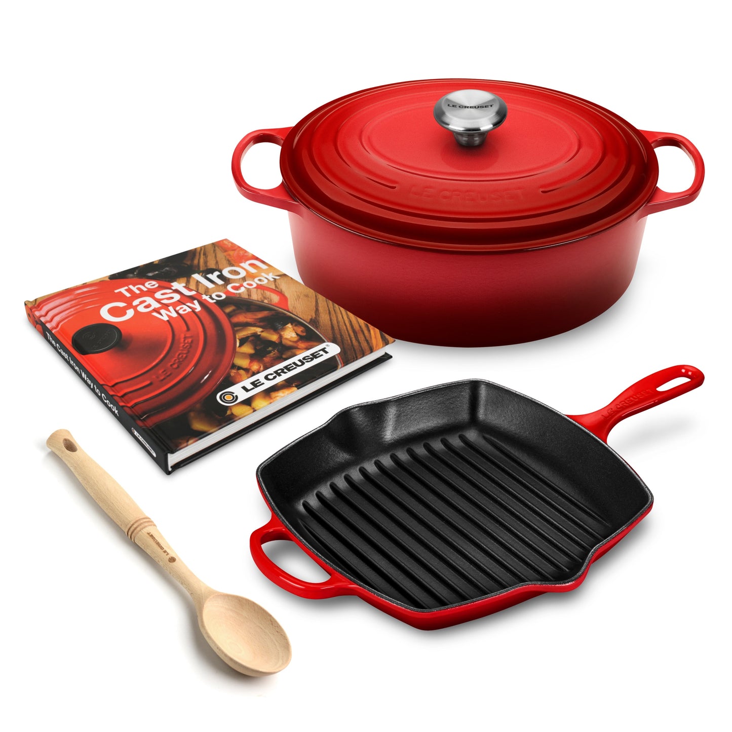 Le Creuset Signature Cast Iron Cerise 5 Piece Cookware Set