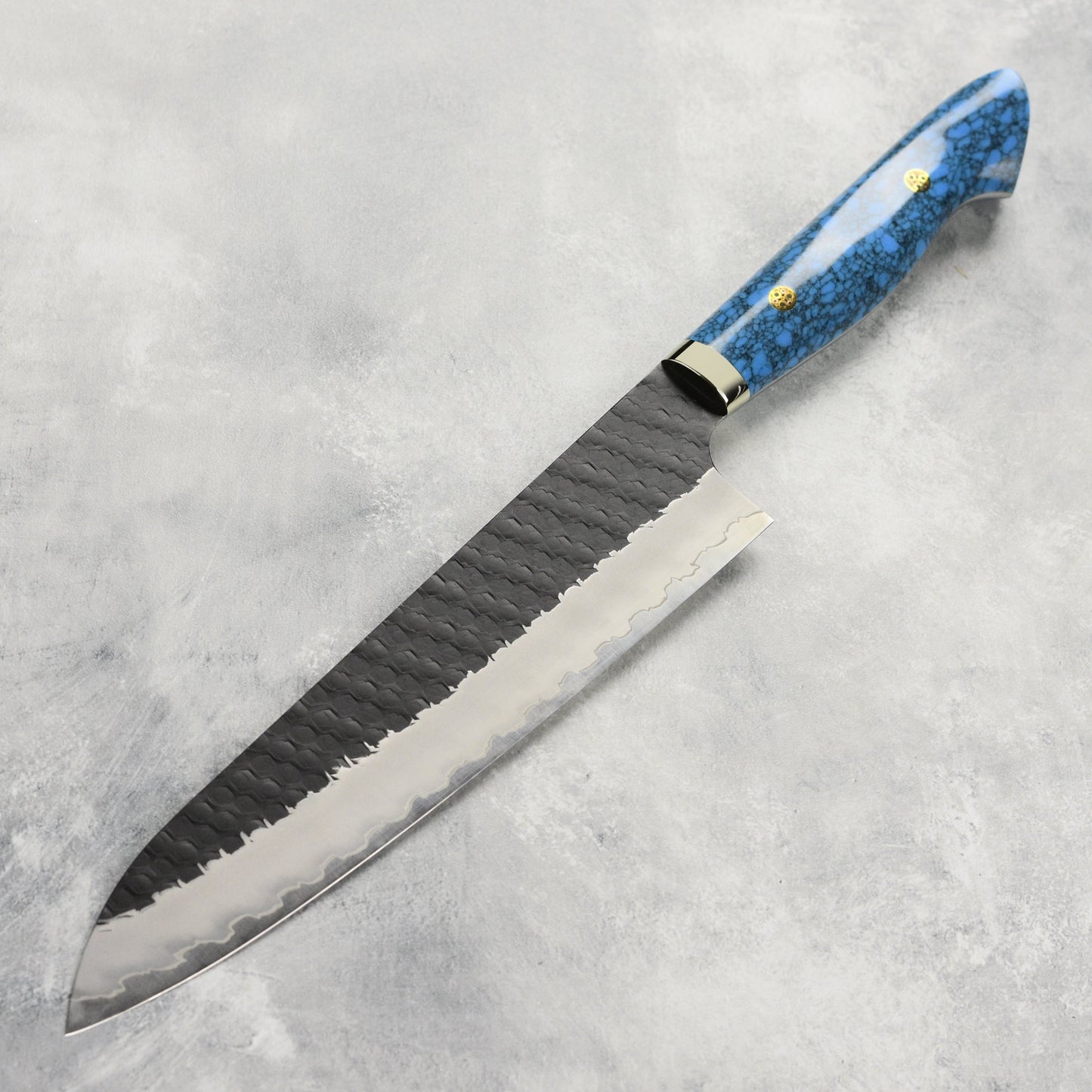 Nigara SG2 Kurouchi Tsuchime 9.4" Gyuto, Blue Turquoise