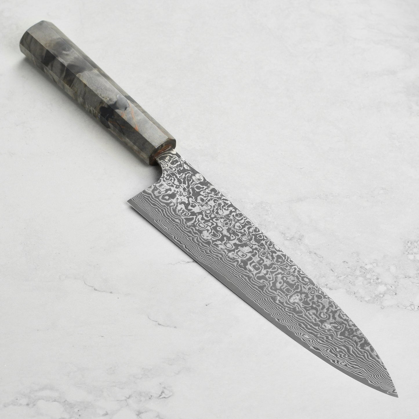 Saji SG2 Black Damascus 9.4" Gyuto, Stabilized Birch