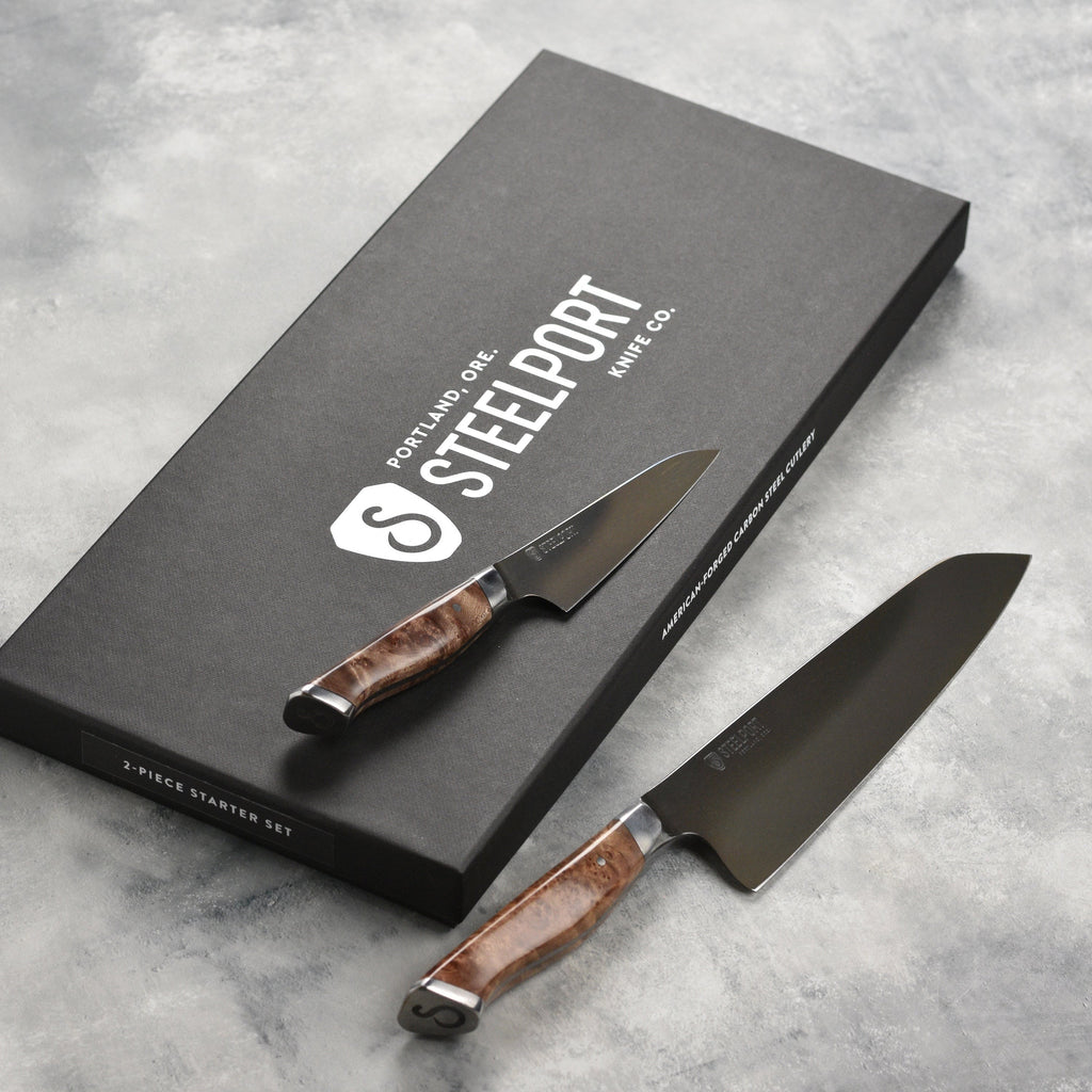 Steelport Carbon Steel 2 Piece Starter Knife Set with Oregon Maple Magnetic Sheaths