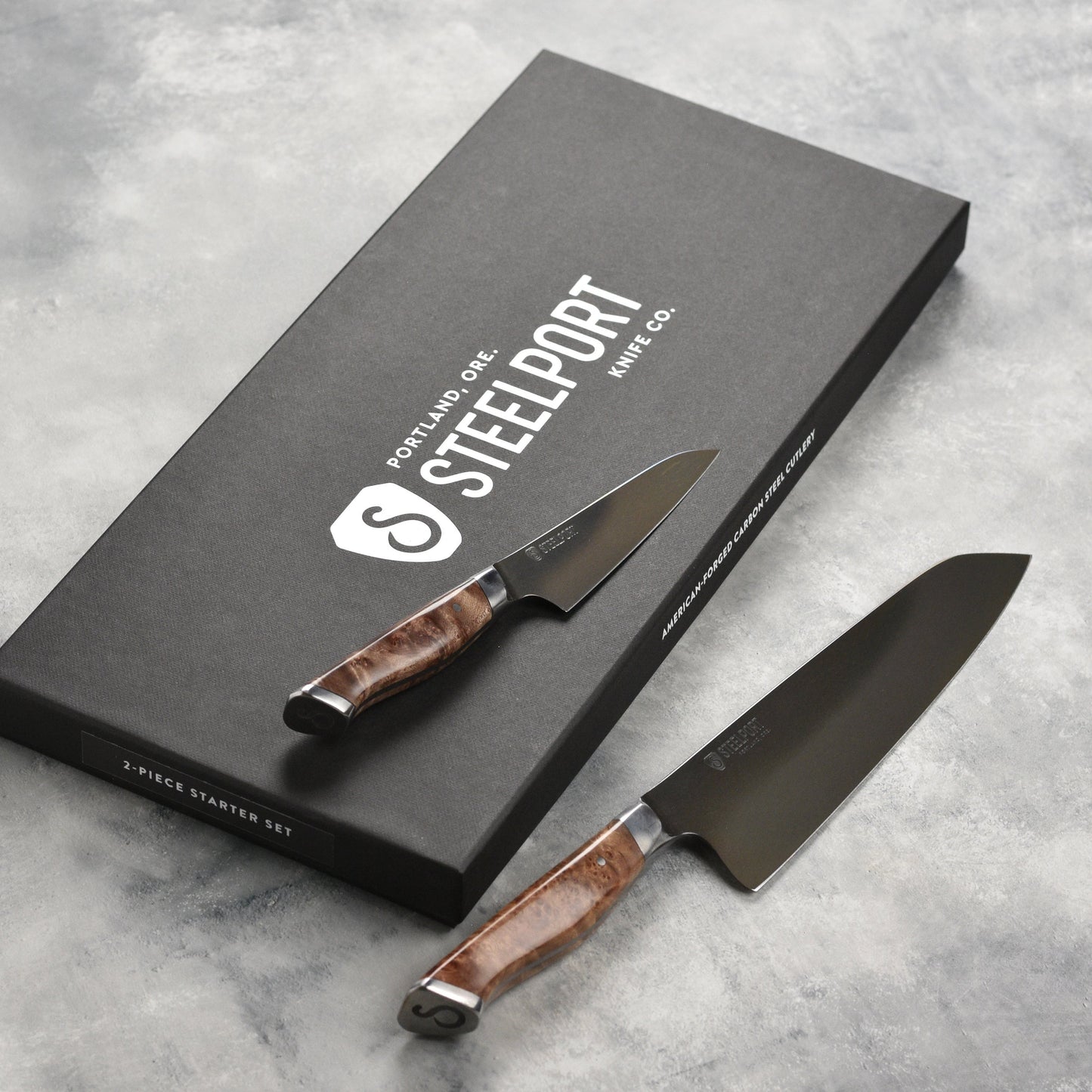 Steelport Carbon Steel 2 Piece Starter Knife Set with Oregon Maple Magnetic Sheaths