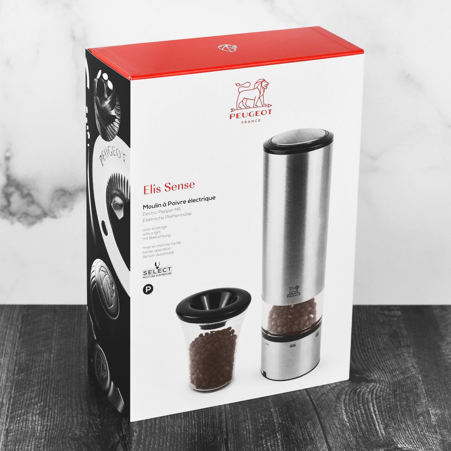 Peugeot Elis Sense 8" Stainless Steel Electric Pepper Mill