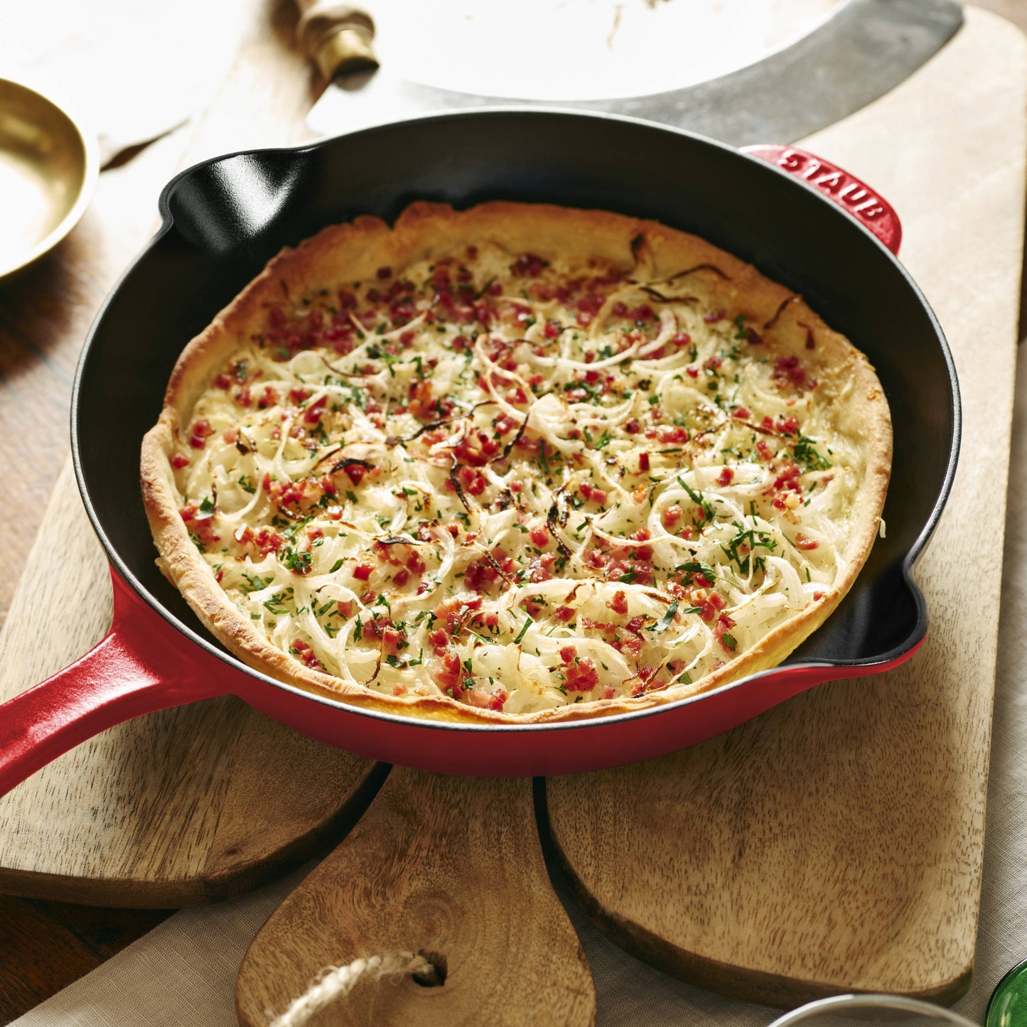 Staub 11" Cherry Red Cast Iron Deep Traditional Skillet