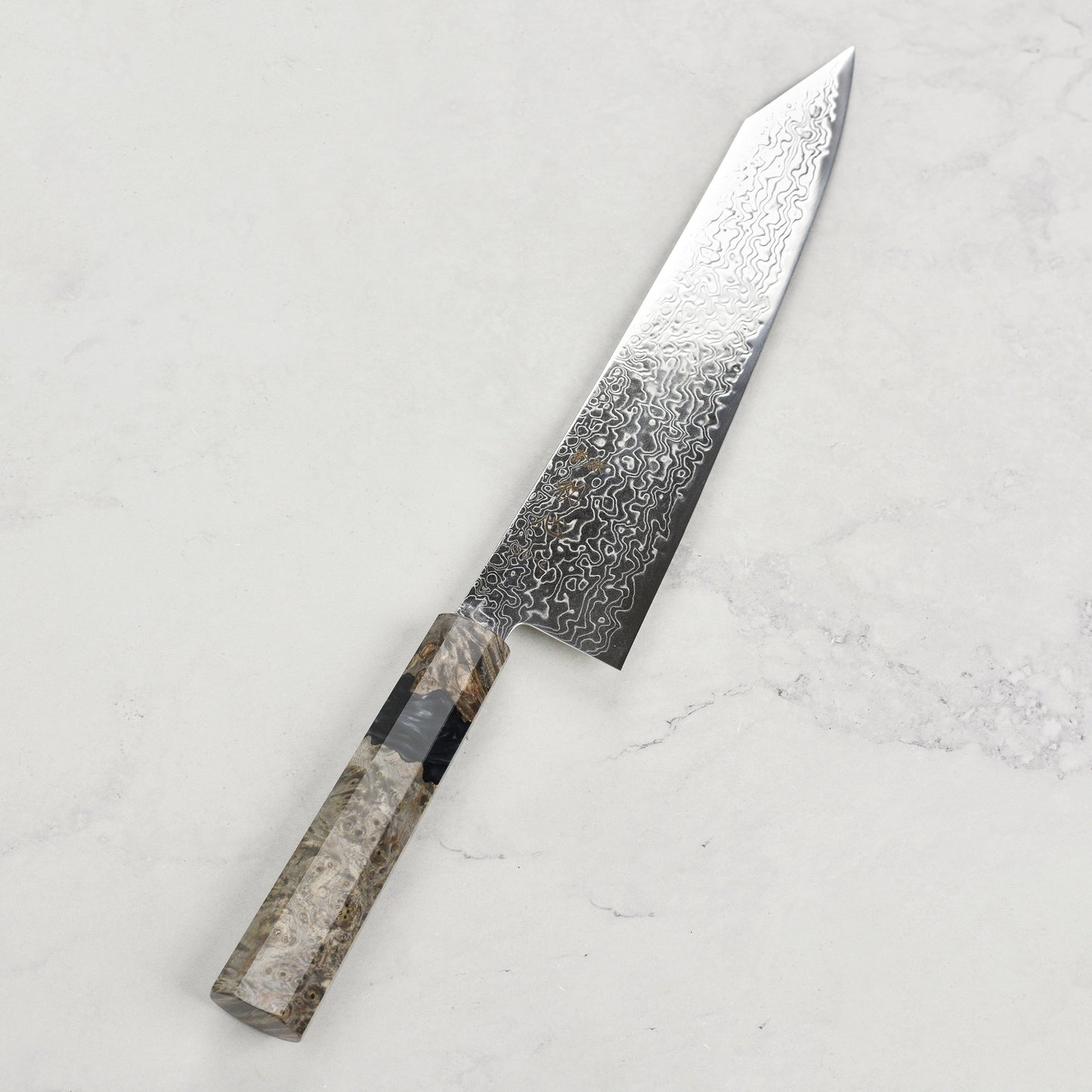 Hatsukokoro Ryuhyo SG2 Damascus 8.25" Kiritsuke Gyuto, Stabilized Birch
