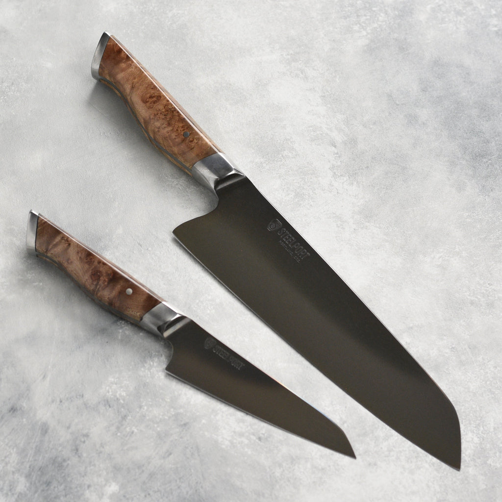 Steelport Carbon Steel 2 Piece Starter Knife Set with Oregon Maple Magnetic Sheaths