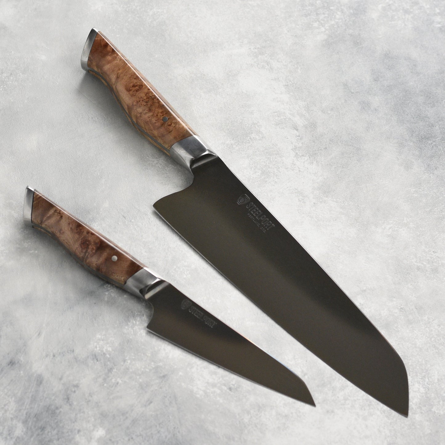 Steelport Carbon Steel 2 Piece Starter Knife Set with Oregon Maple Magnetic Sheaths