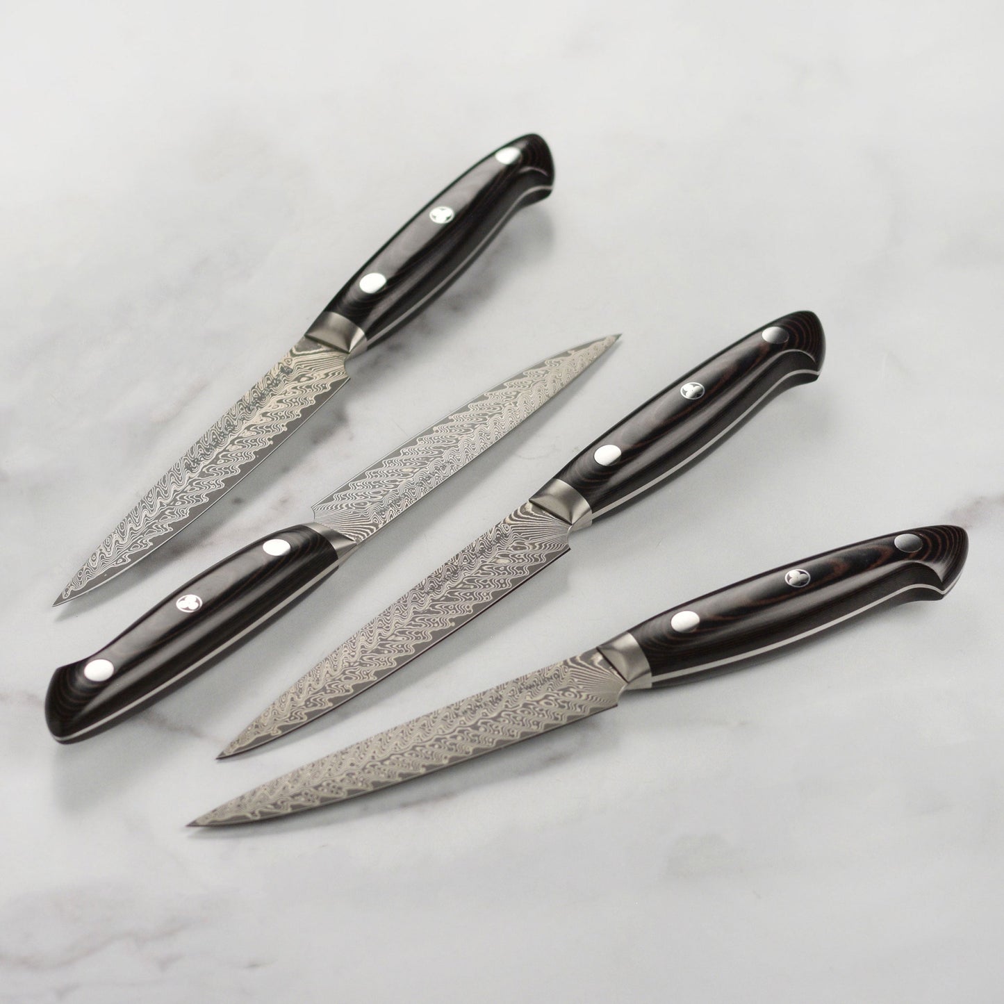 Kramer Stainless Damascus 4 Piece Steak Knife Set with Presentation Chest