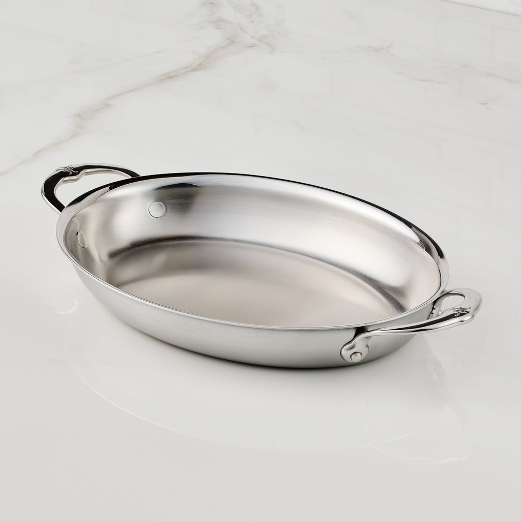 Hestan Tri-Ply Oval Au Gratin, 12.5" x 9"
