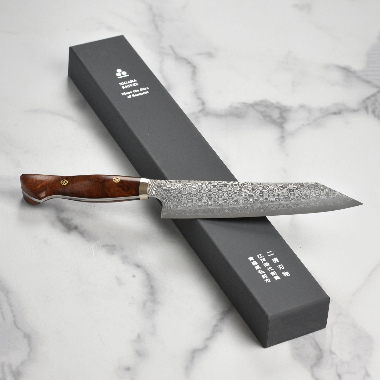Nigara Anmon SG2 Damascus 8.25" Kiritsuke, Quince Wood