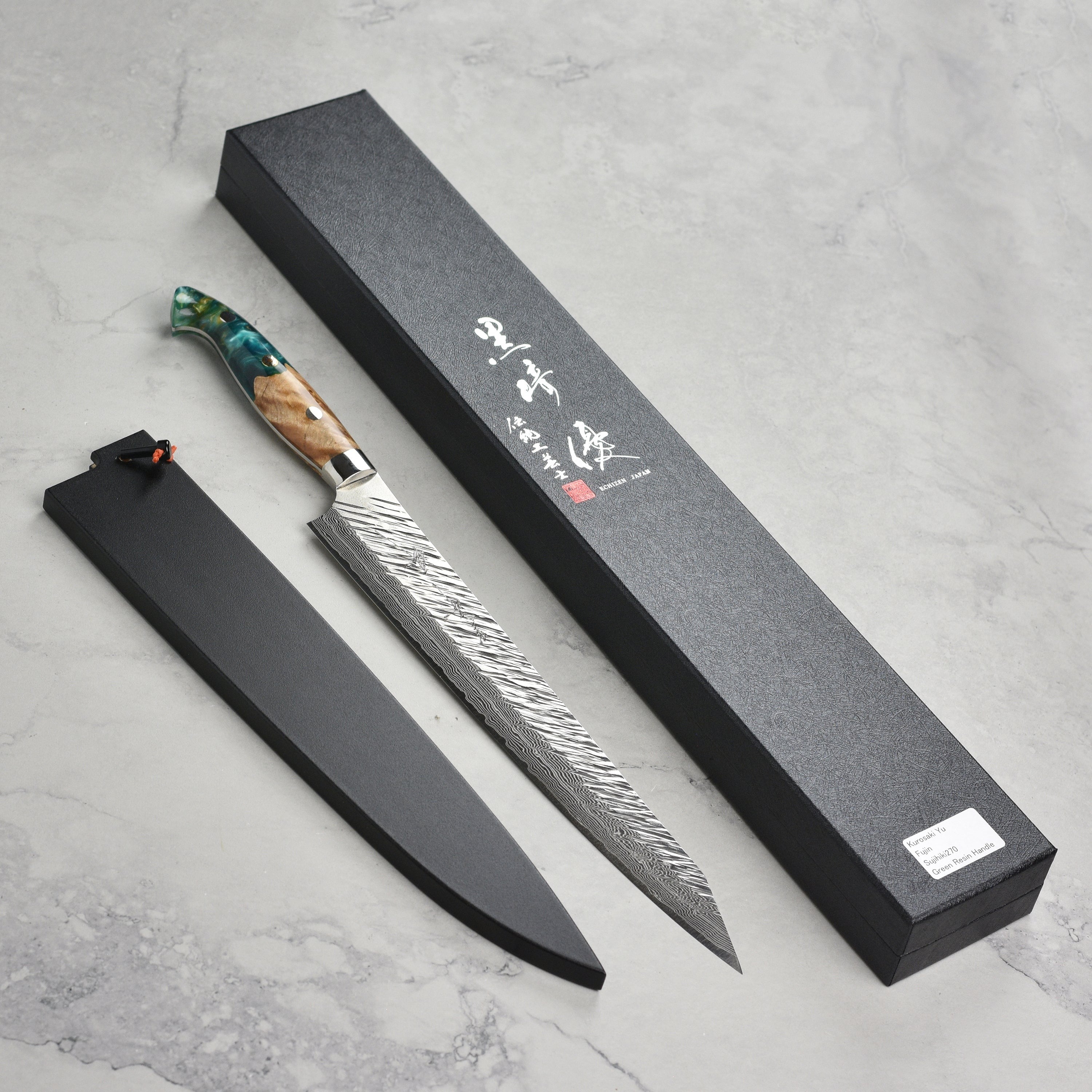 Kurosaki Fujin Forged SG2 Damascus 10.6" Sujihiki with Saya