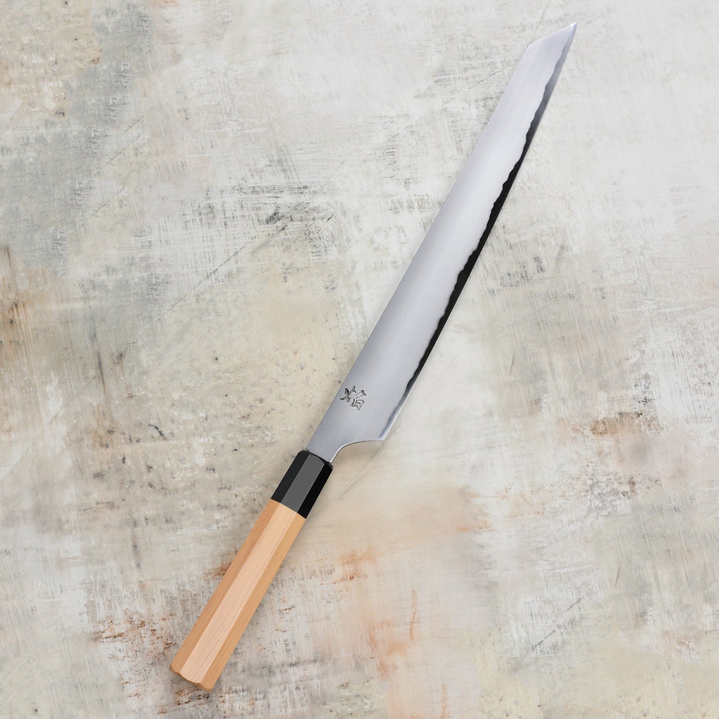 Takayuki x Itsuo Doi Homura Aogami #2 11.8" Kengata Yanagiba with Saya