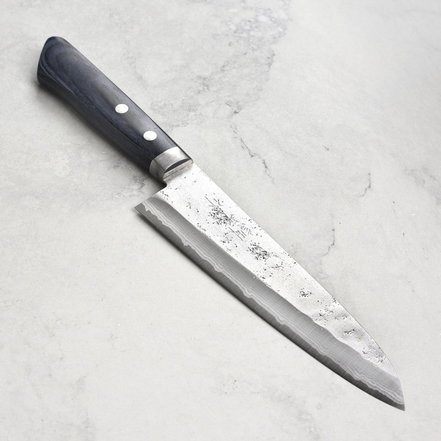 Masutani VG10 Damascus Nashiji 7" Gyuto, Blue Handle