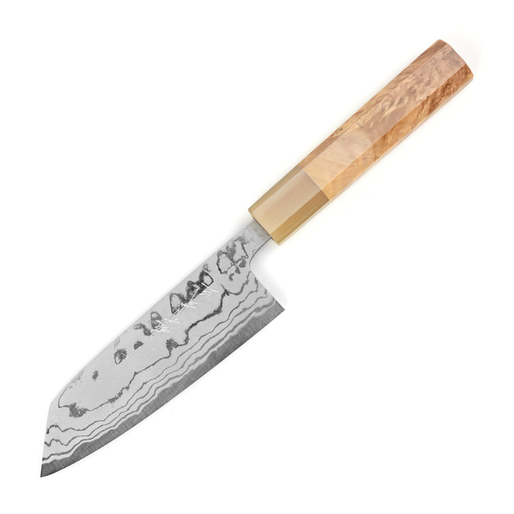 Shiro Kamo Shirogami #2 Damascus 5.1" Ko-Bunka