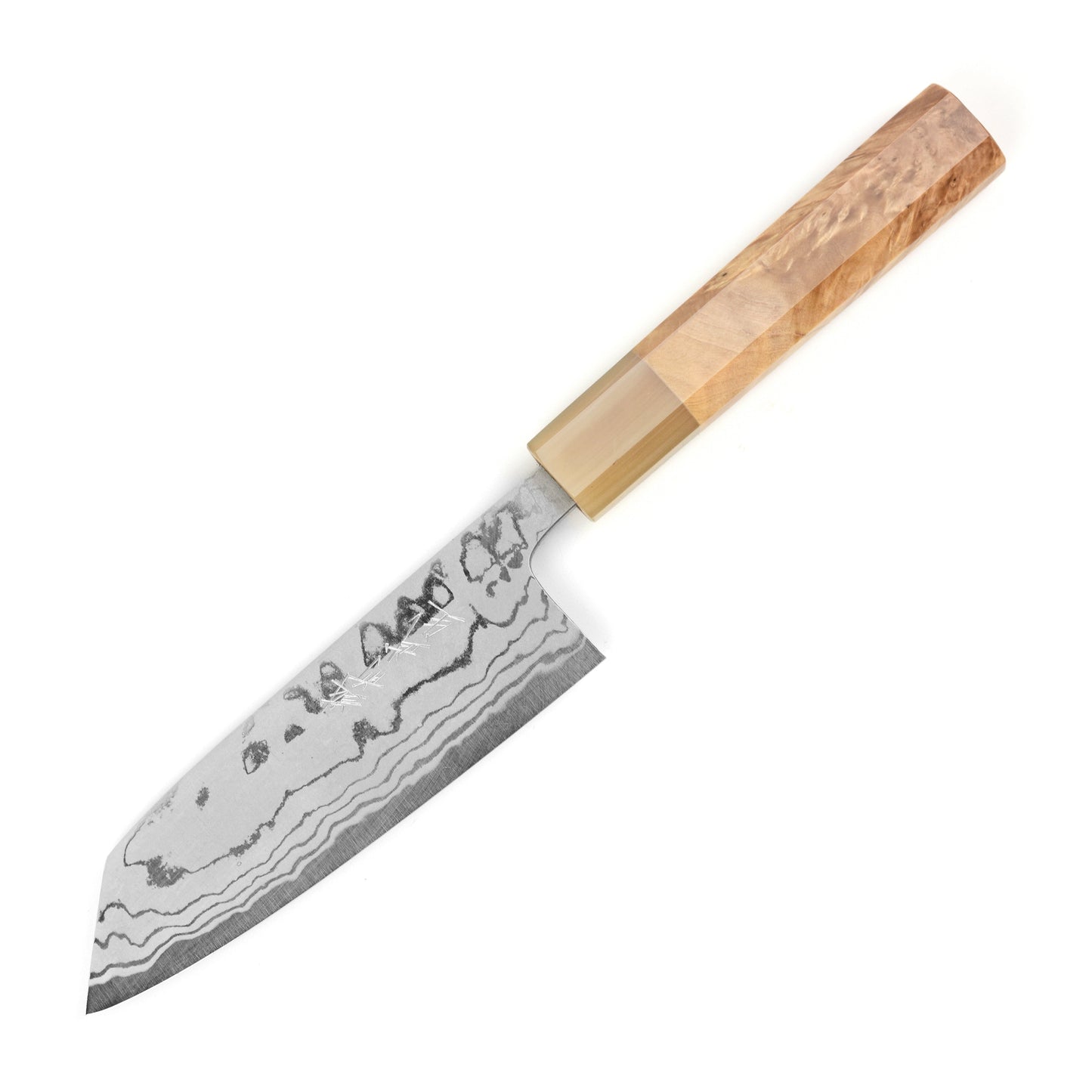 Shiro Kamo Shirogami #2 Damascus 5.1" Ko-Bunka