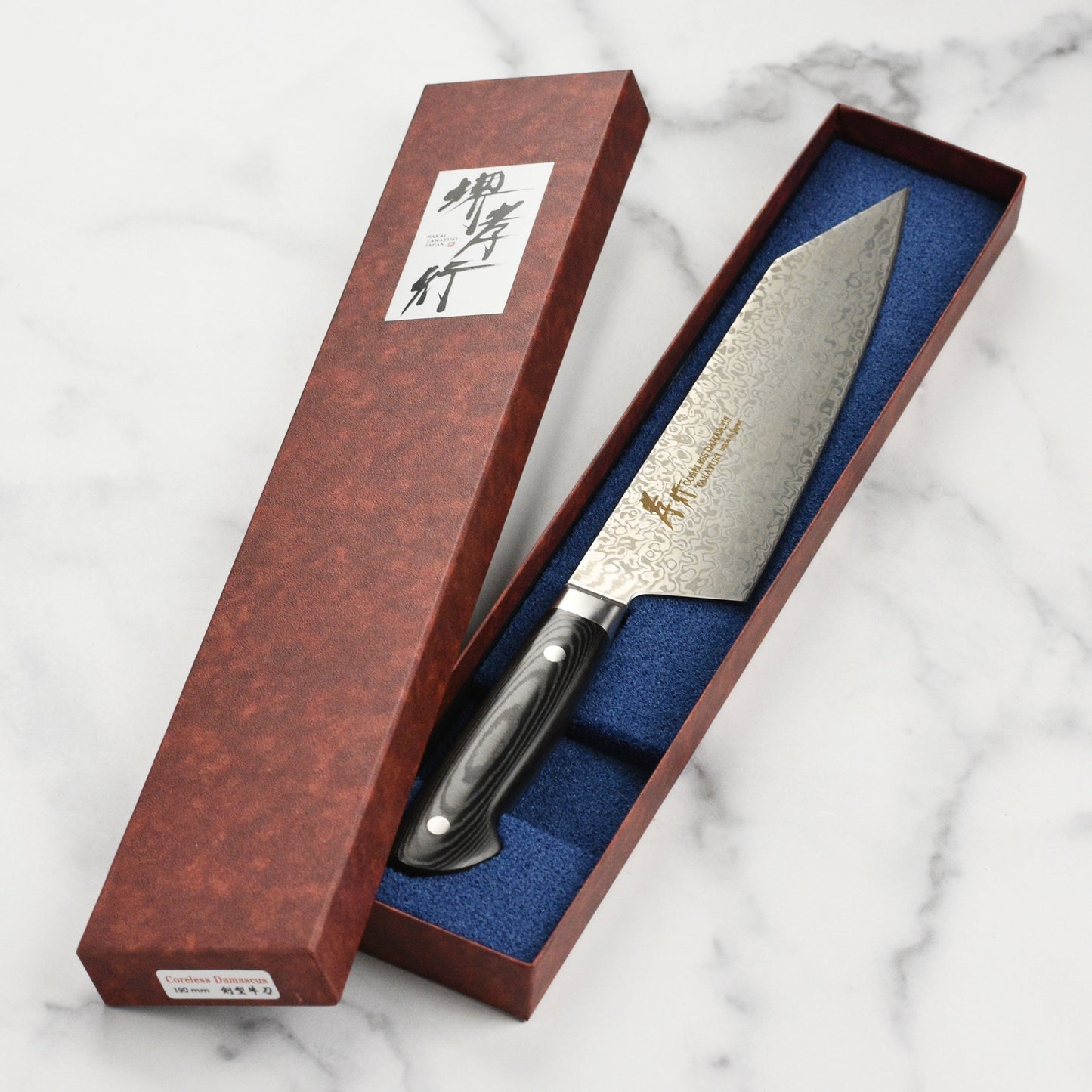 Takayuki Coreless Damascus 7.5" Kengata Gyuto