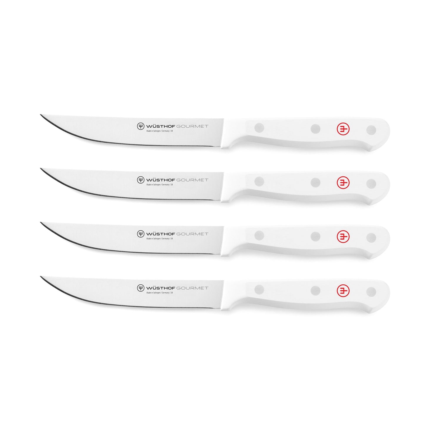 Wusthof Gourmet 4 Piece Steak Knife Set with White Handles