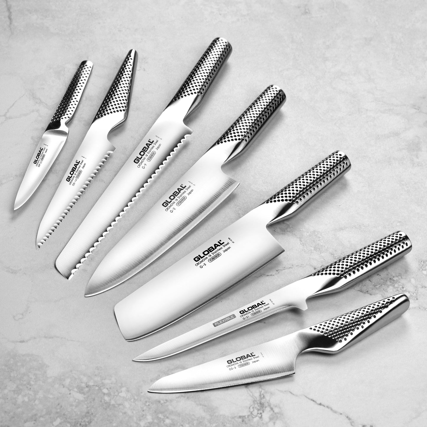 Global Kanpeki 10 Piece Knife Block Set, Cement Gray