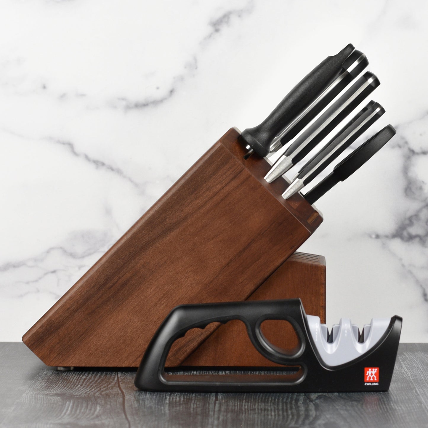 Zwilling Pro 7 Piece Acacia Knife Block Set with Bonus Sharpener