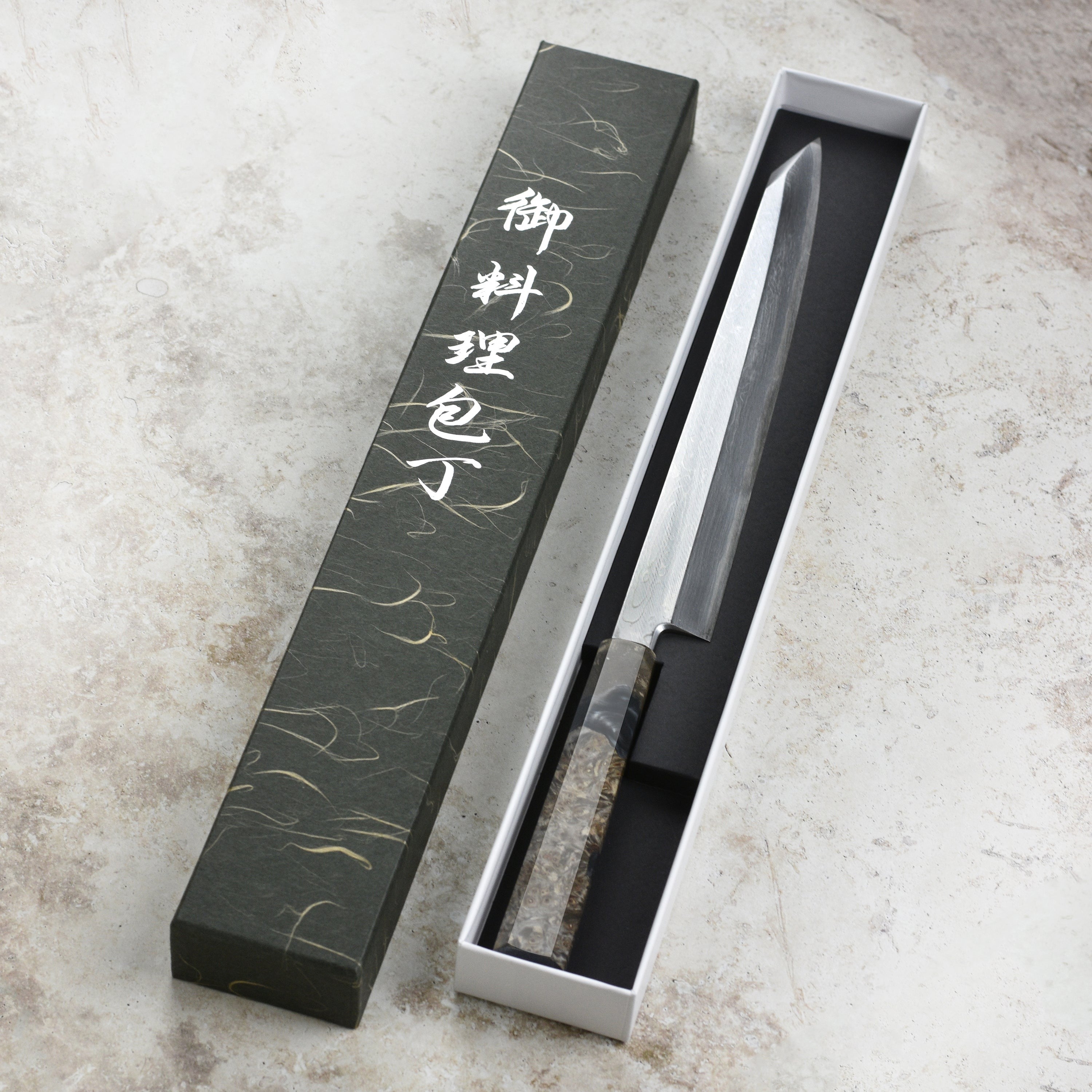 Nakagawa Aogami #1 Damascus 10.6" Single-Bevel Kiritsuke Yanagiba