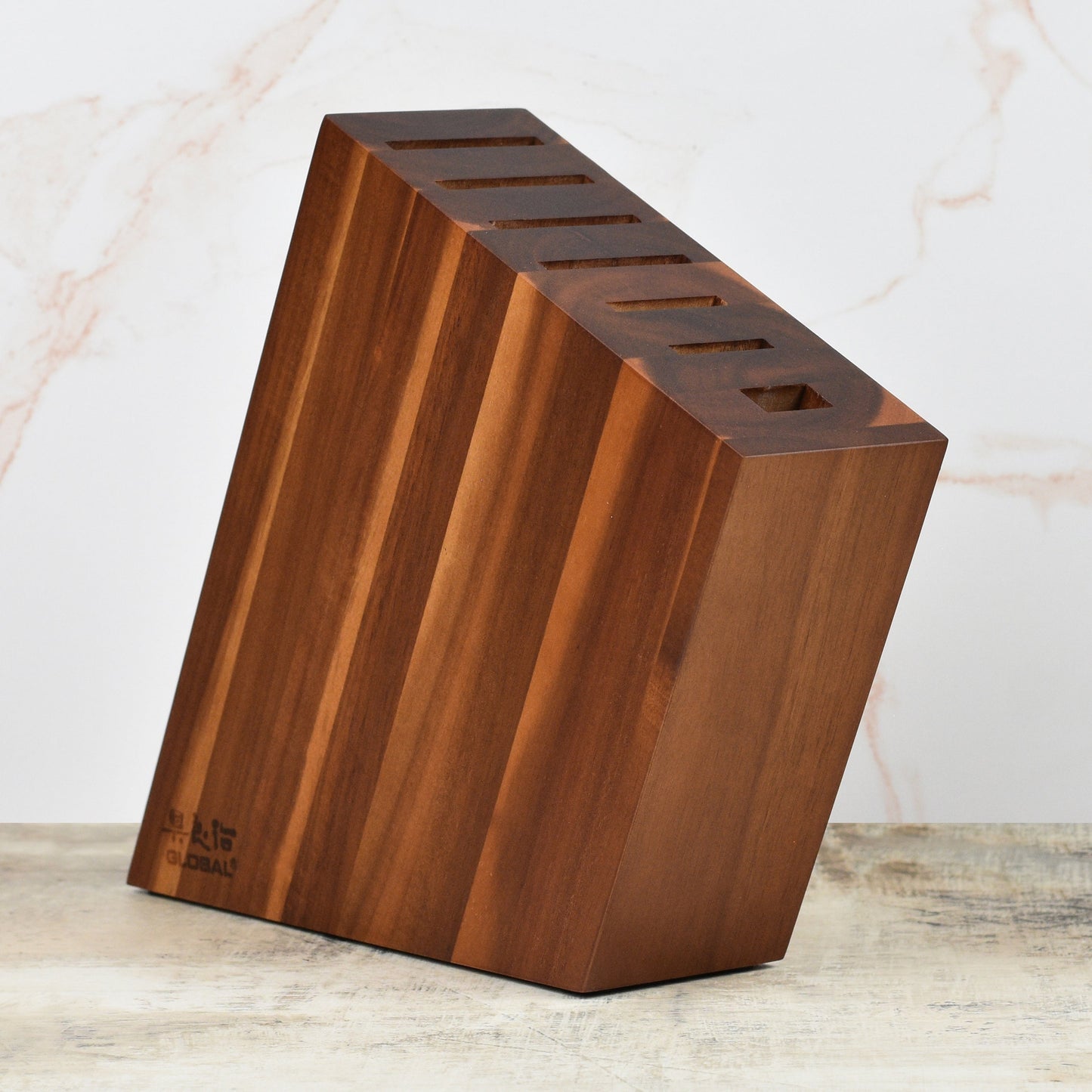 Global Akari 8 Piece Knife Block Set, Acacia