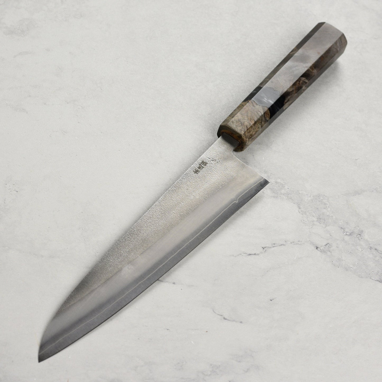 Yoshikane SKD Nashiji Stainless Clad 8.25" Gyuto, Stabilized Birch