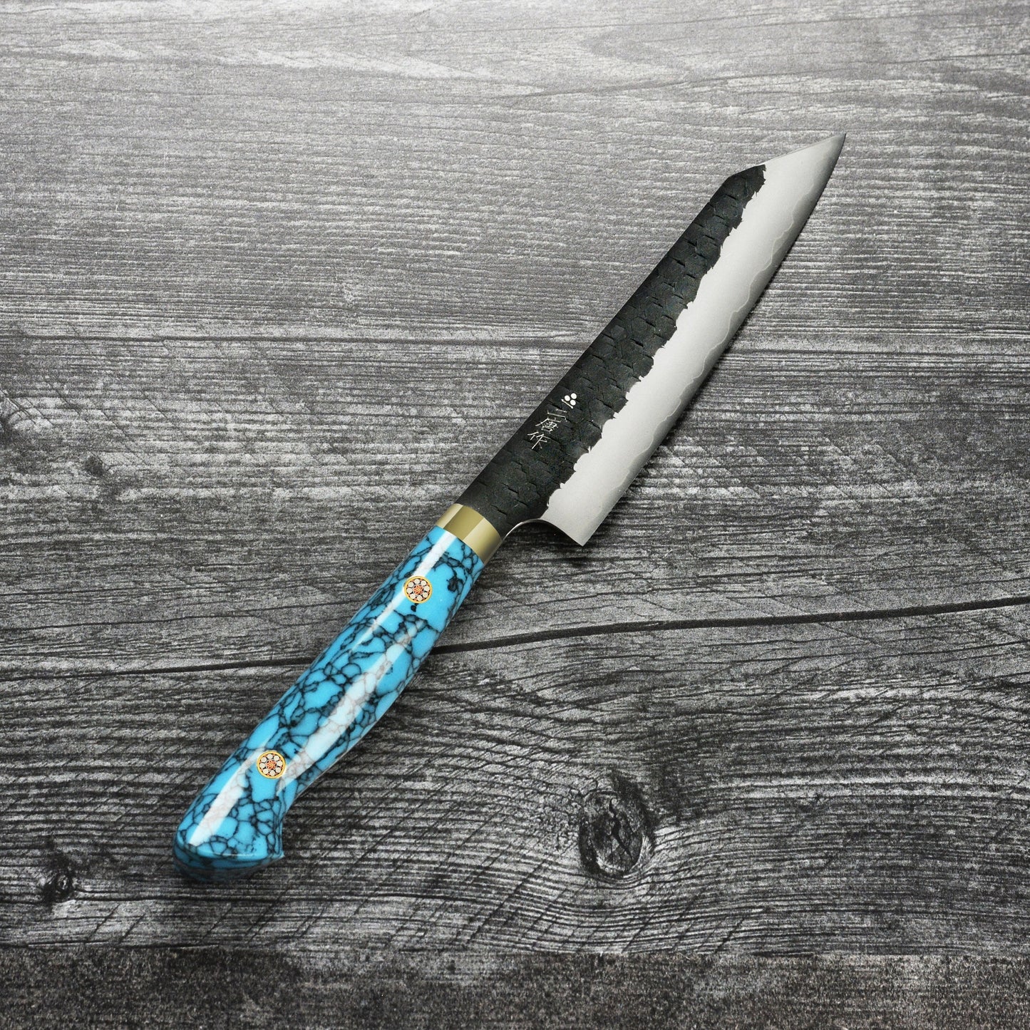 Nigara SG2 Kurouchi Tsuchime 5.9" Kiritsuke Petty, Blue Turquoise