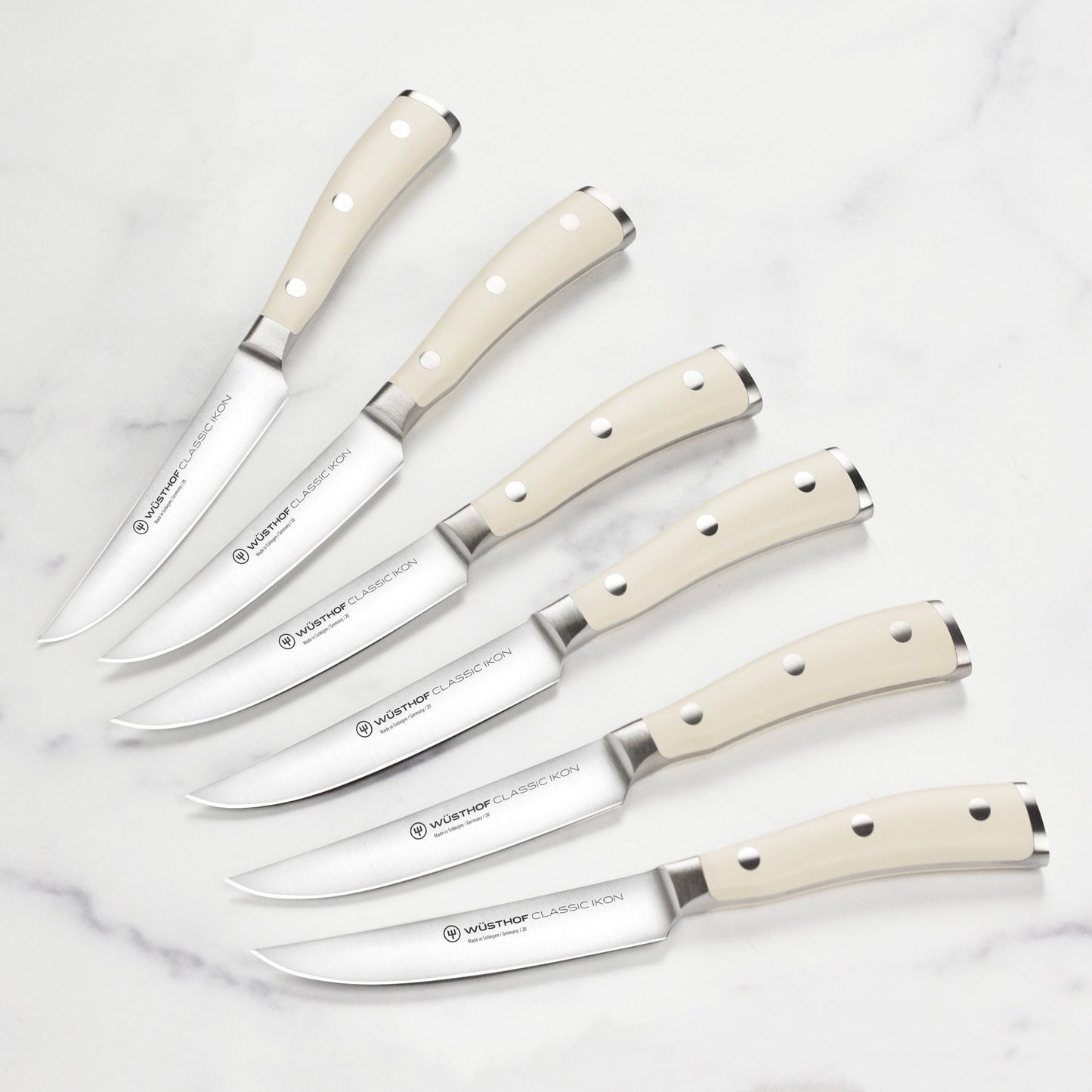 Wusthof Classic Ikon Creme 6 Piece Steak Knife Set with Wood Case