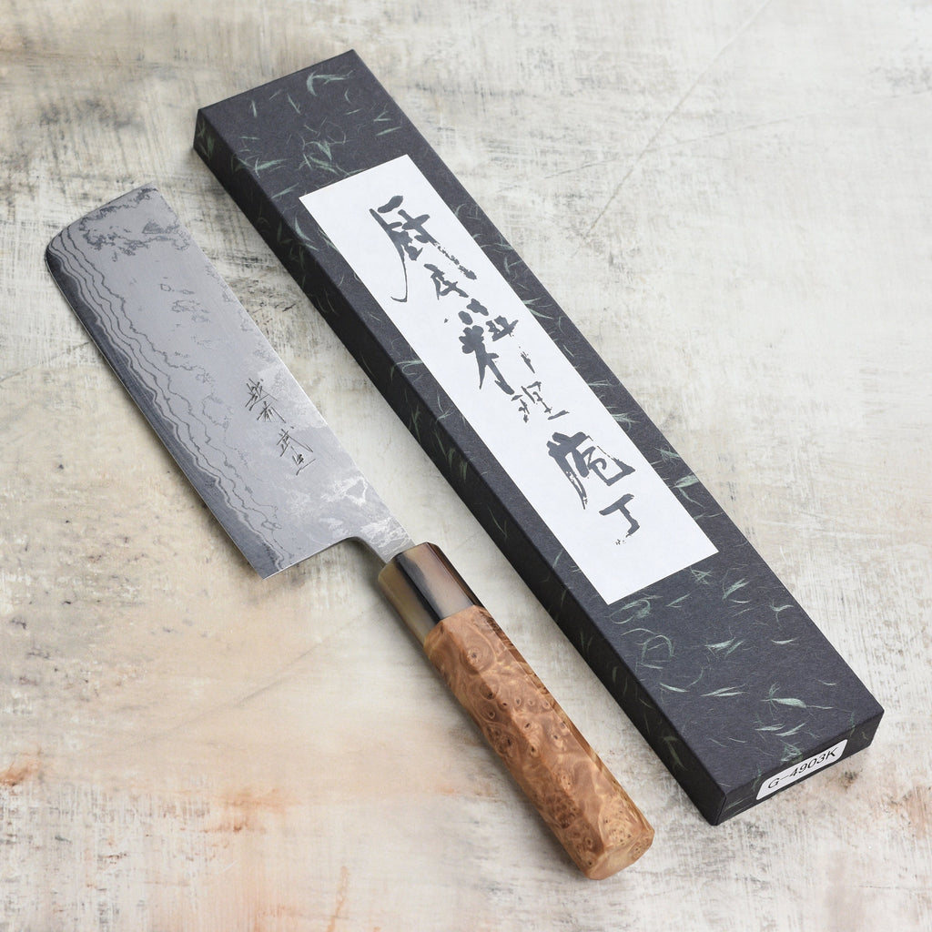 Shiro Kamo Shirogami #2 Damascus 6.5" Nakiri