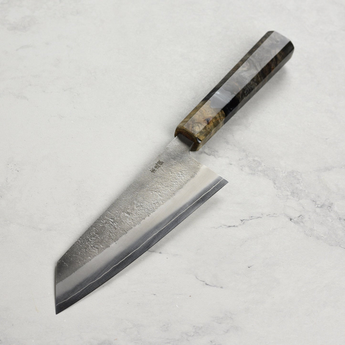 Yoshikane SKD Nashiji Stainless Clad 6.5" Bunka, Stabilized Birch