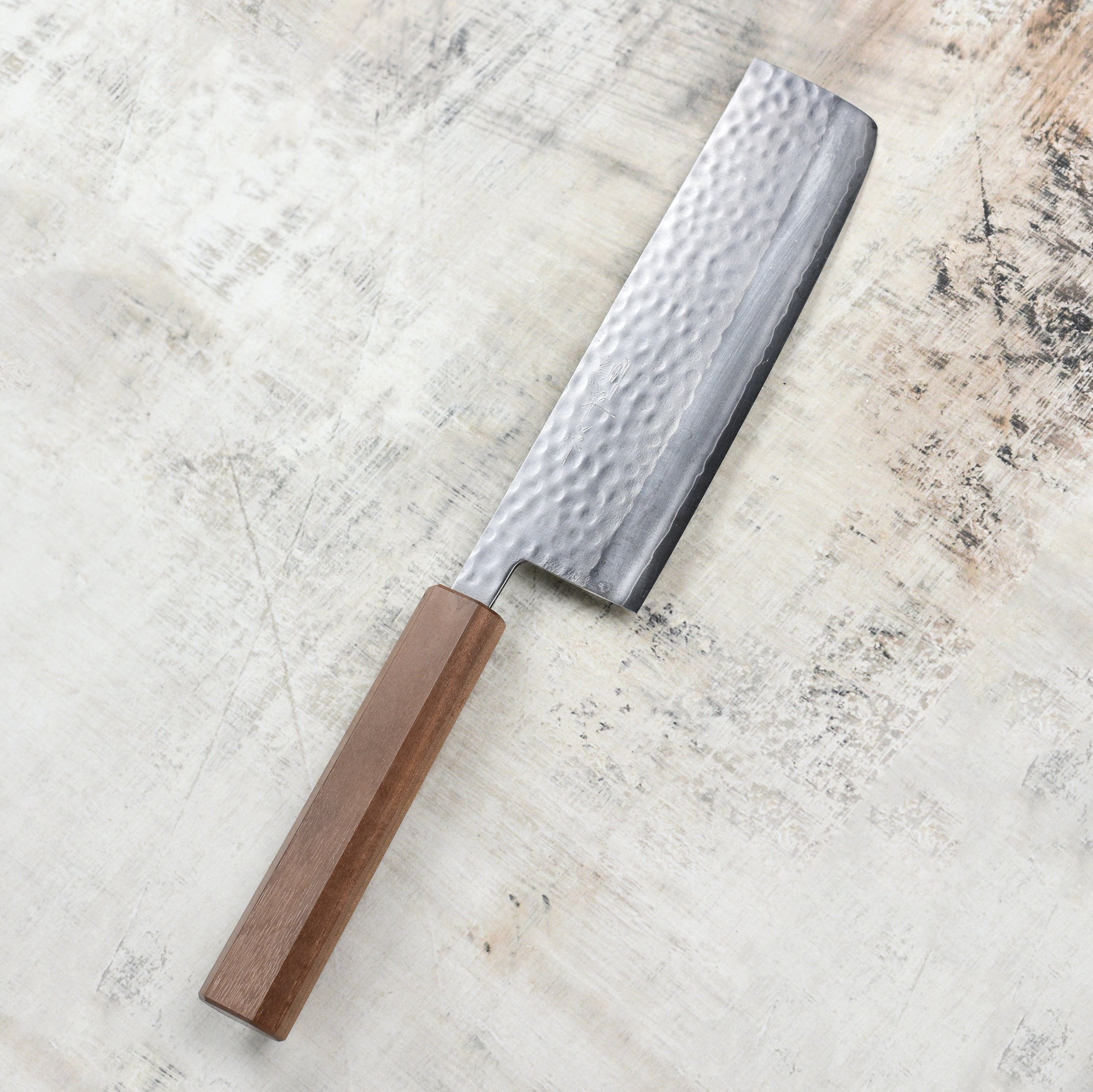 Masutani VG1 Hammered 6.7" Tall Nakiri, Octagonal Walnut Handle
