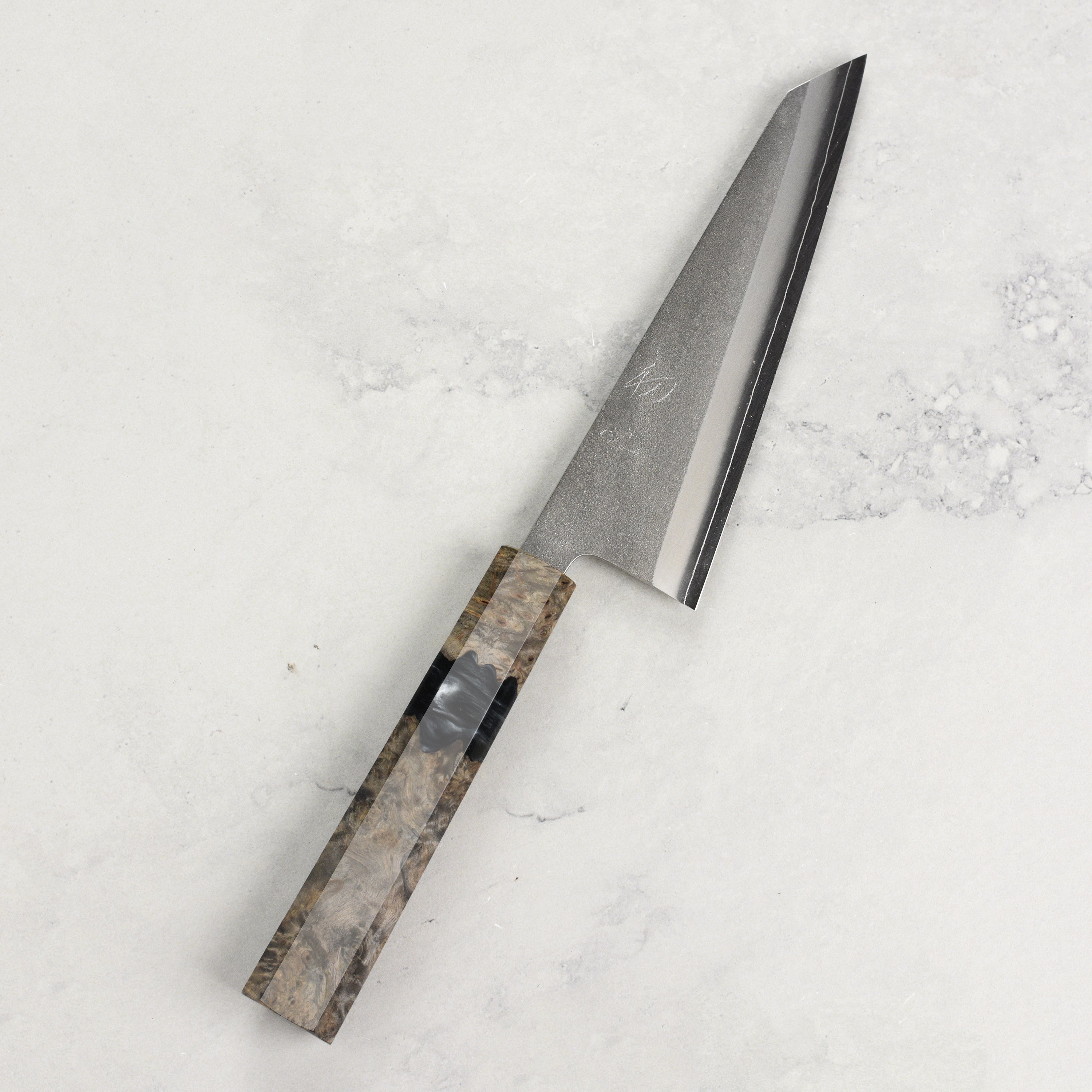 Yoshikane SKD Nashiji Stainless Clad 5.9" Honesuki, Stabilized Birch