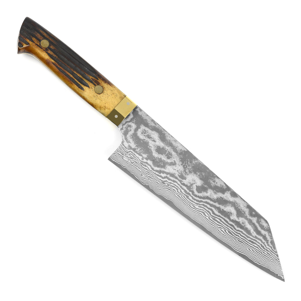 Saji VG10 Black Damascus 7" Bunka with Horn Handle