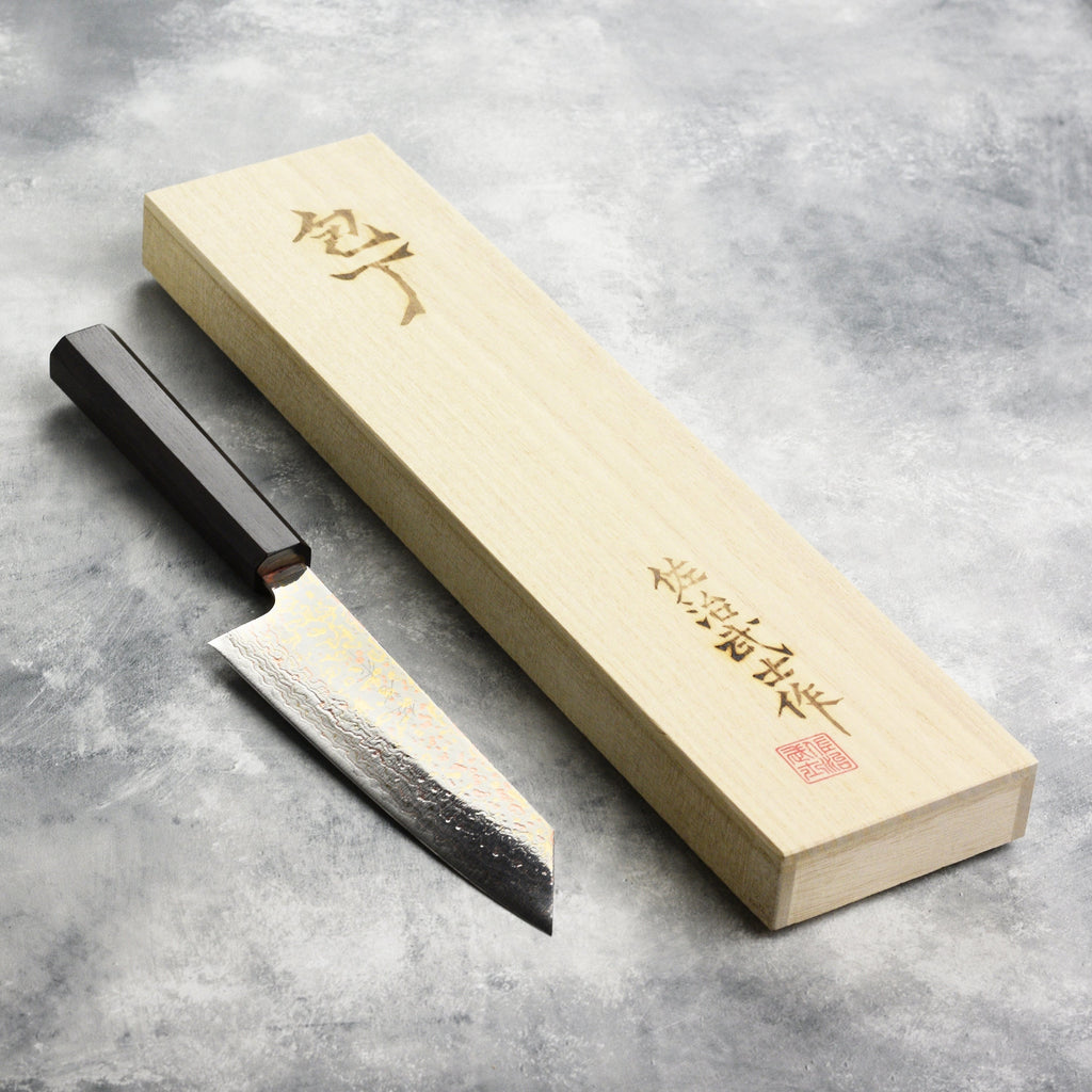 Saji Rainbow Damascus 6.7" Bunka, Ebony