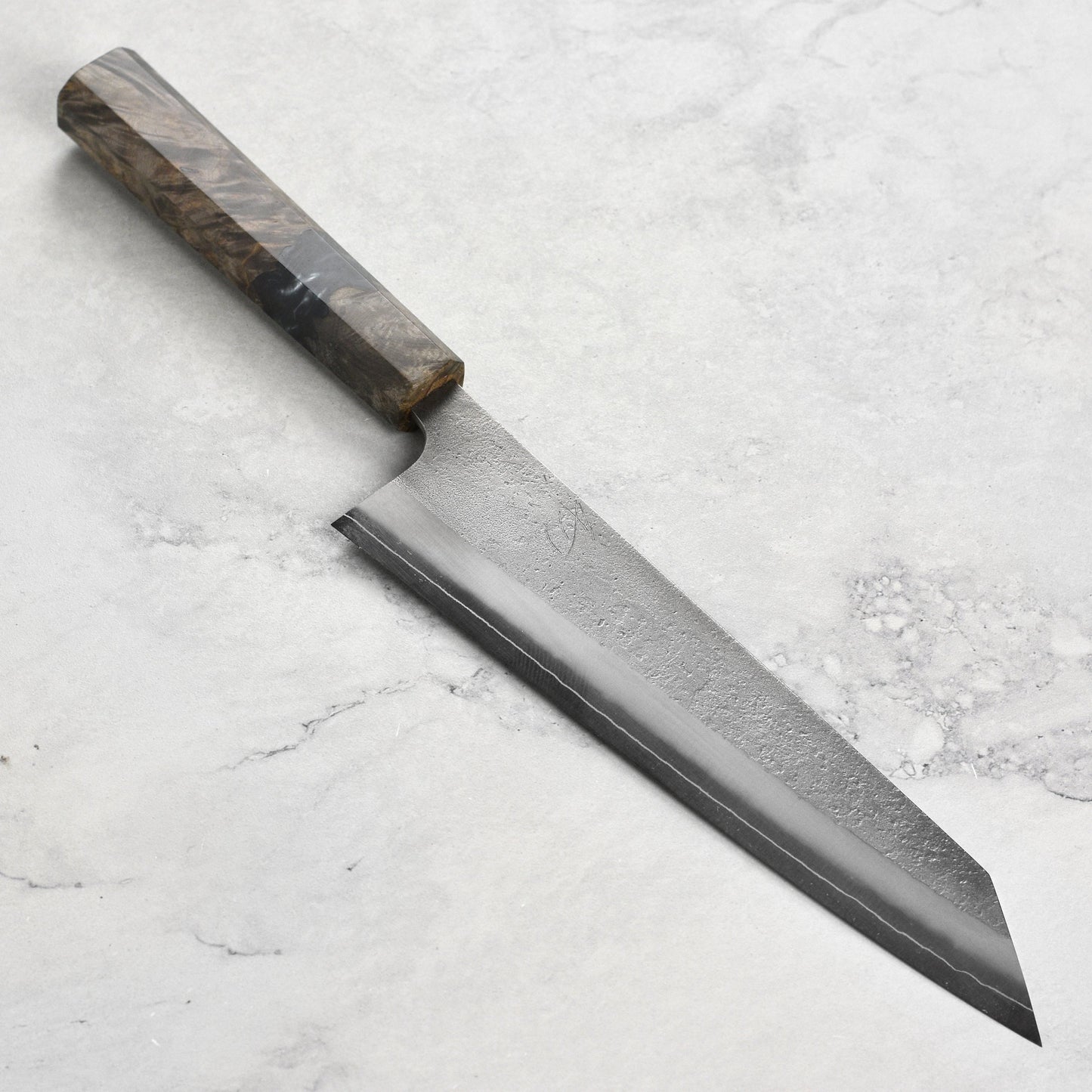 Yoshikane SKD Nashiji Stainless Clad 8.25" Kiritsuke, Stabilized Birch