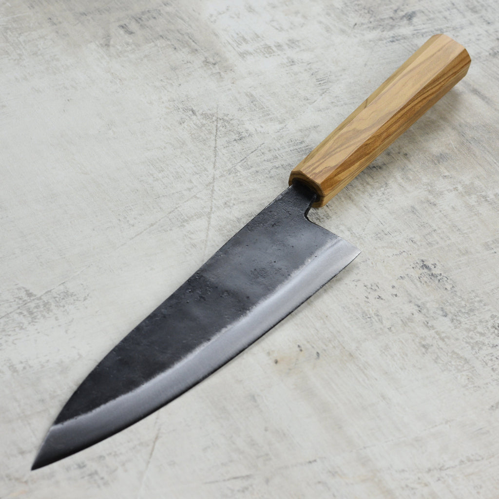 Hatsukokoro Kurogane Aogami #2 Kurouchi 8.25" Gyuto, Olivewood