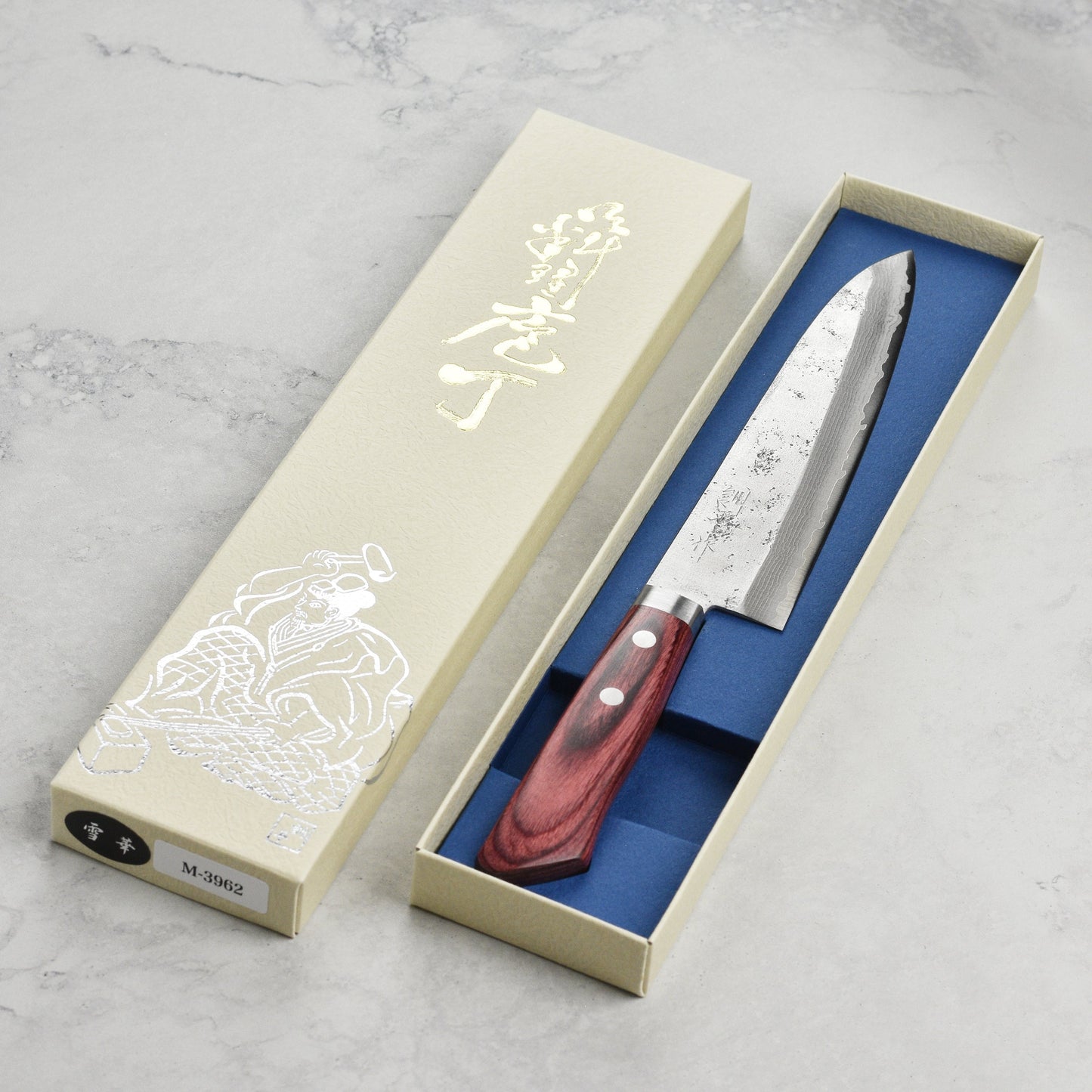 Masutani VG10 Damascus Nashiji 7" Gyuto, Red Handle